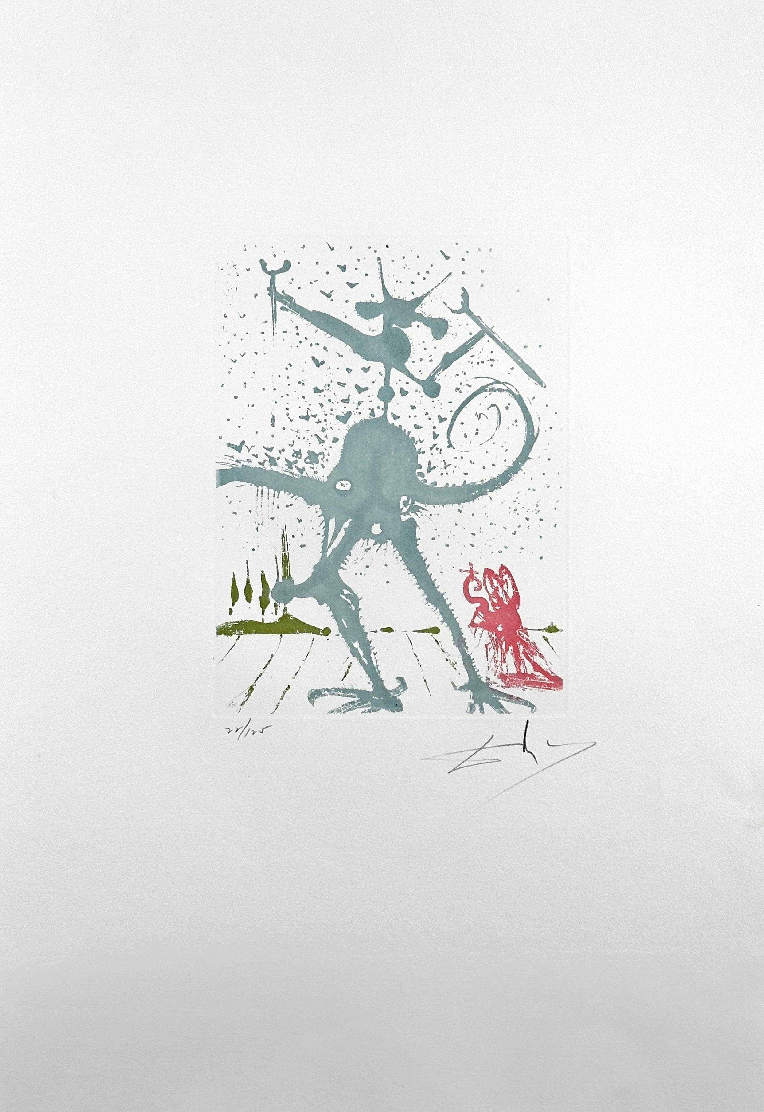 8 Sins mortels - Gris Print par Salvador Dalí