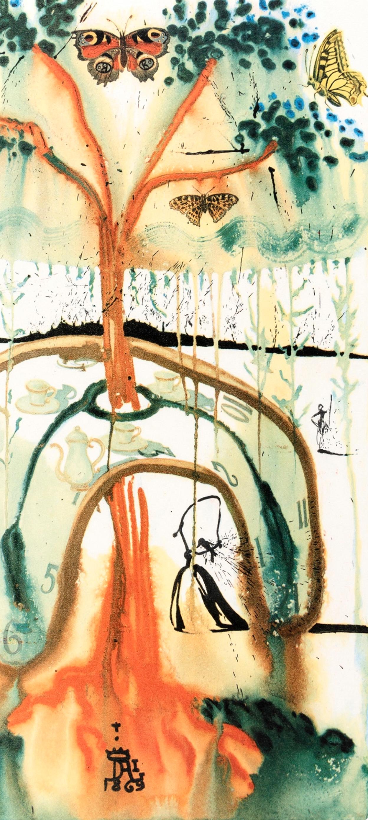 A Mad Tea Party (Field 69-5, A-M), Alice's Adventures in Wonderland - Beige Figurative Print by Salvador Dalí