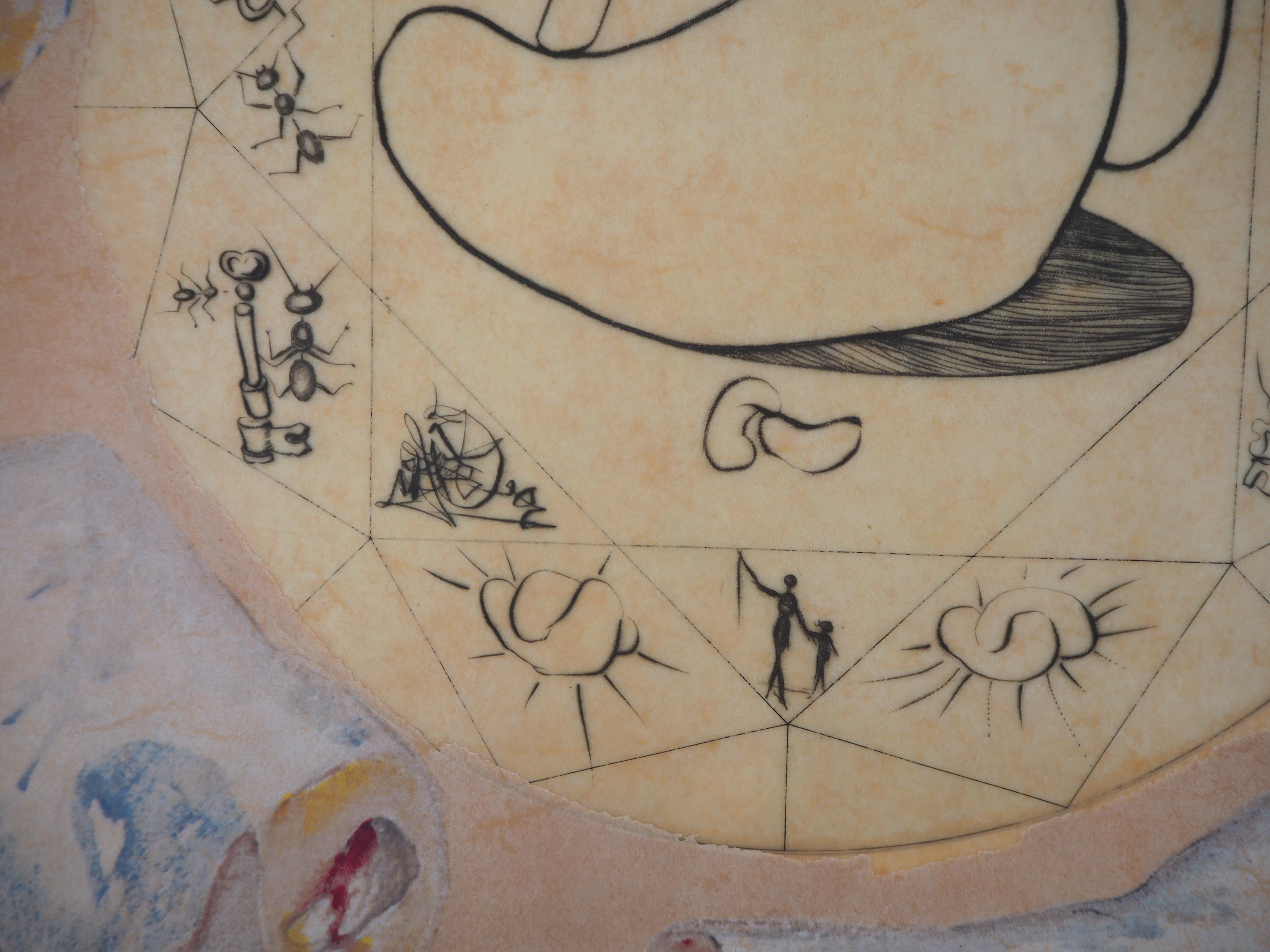 Alchemy : The Wheel (Ouroboros) - Original Lithograph, Handsigned (Field #75-12) - Surrealist Print by Salvador Dalí