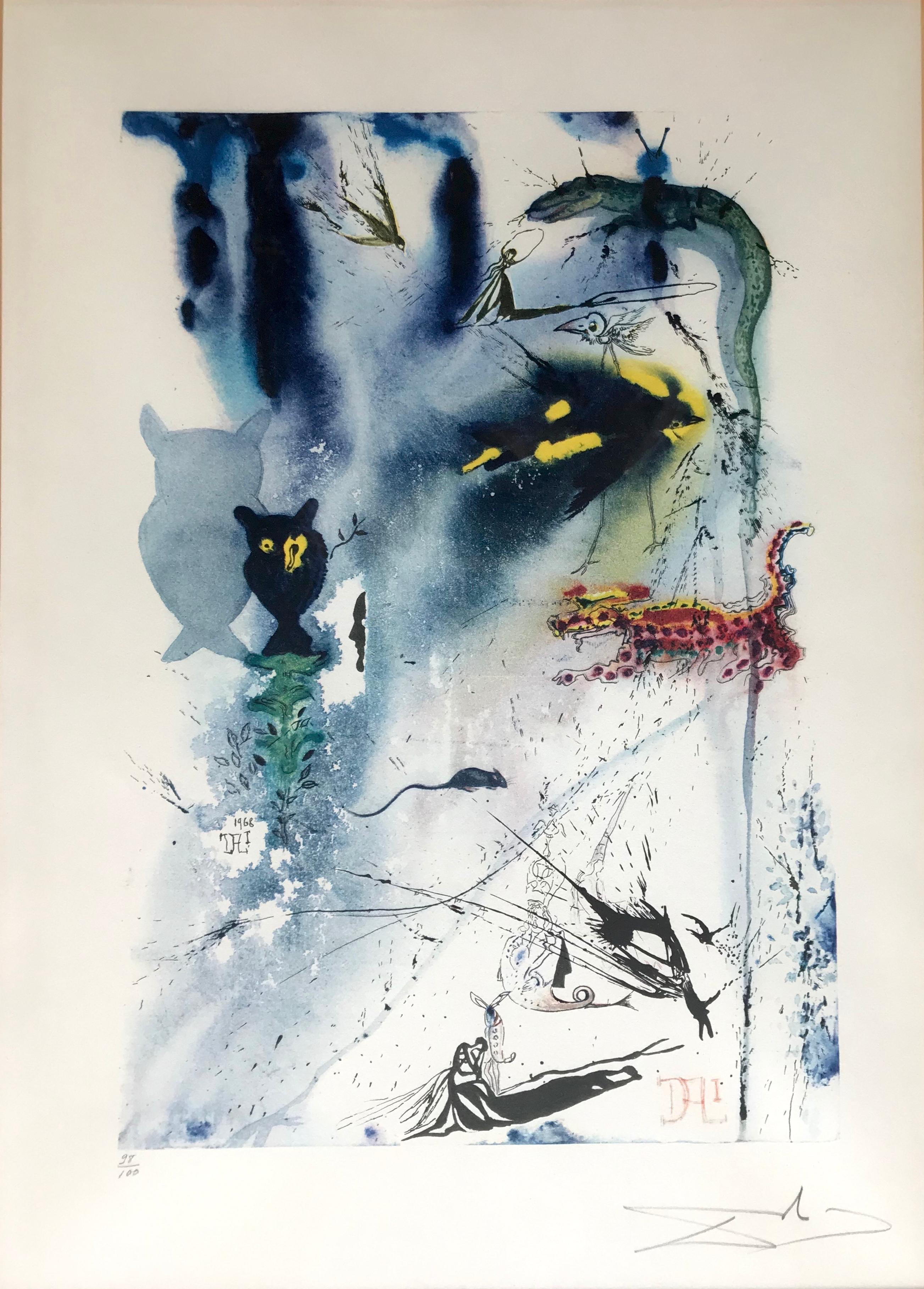 Salvador Dalí Abstract Print - Alice in Wonderland "A Caucus Race and A Long Tale"