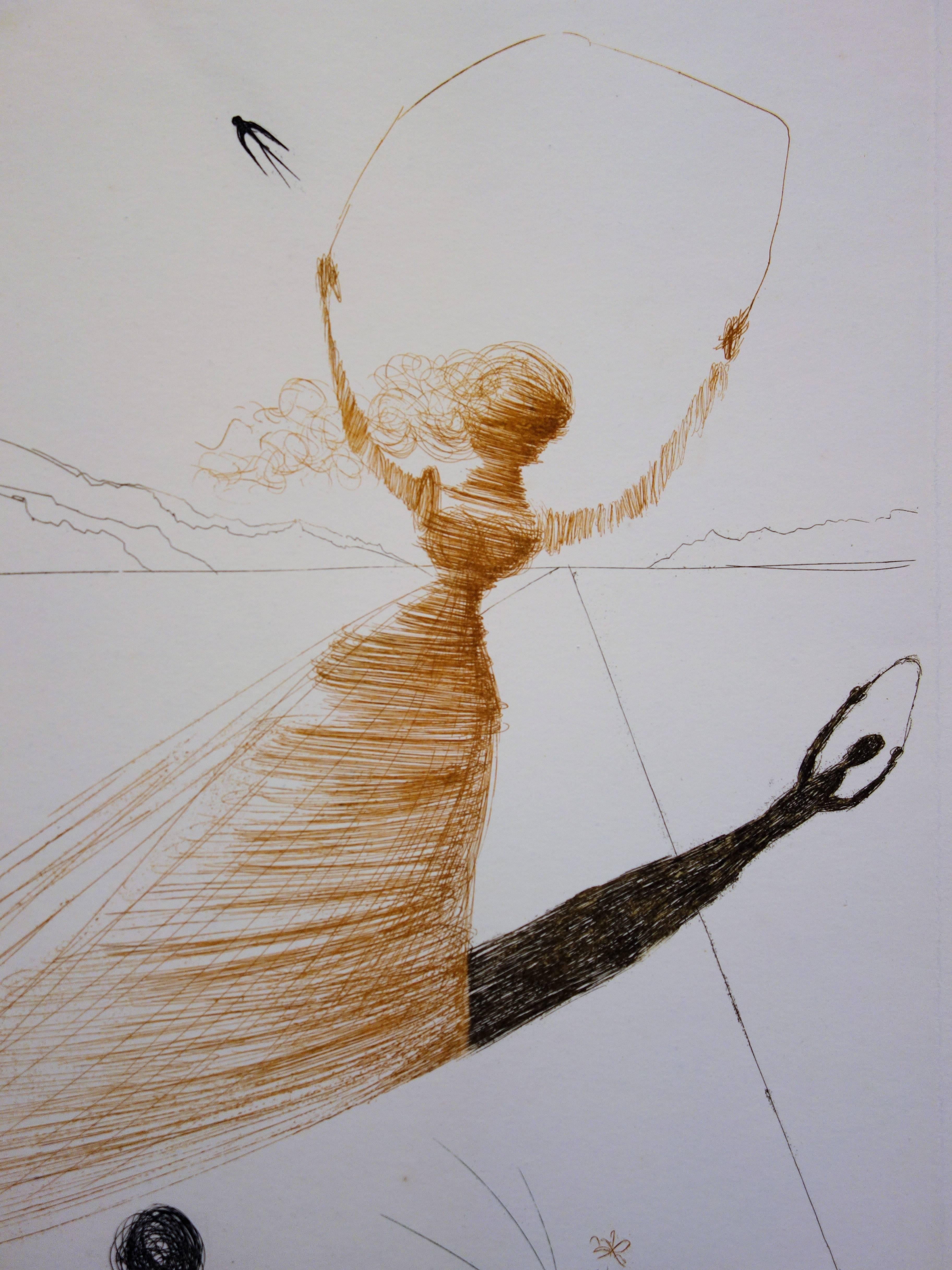 Alice in Wonderland : Alice - Original handsigned etching - Surrealist Print by Salvador Dalí