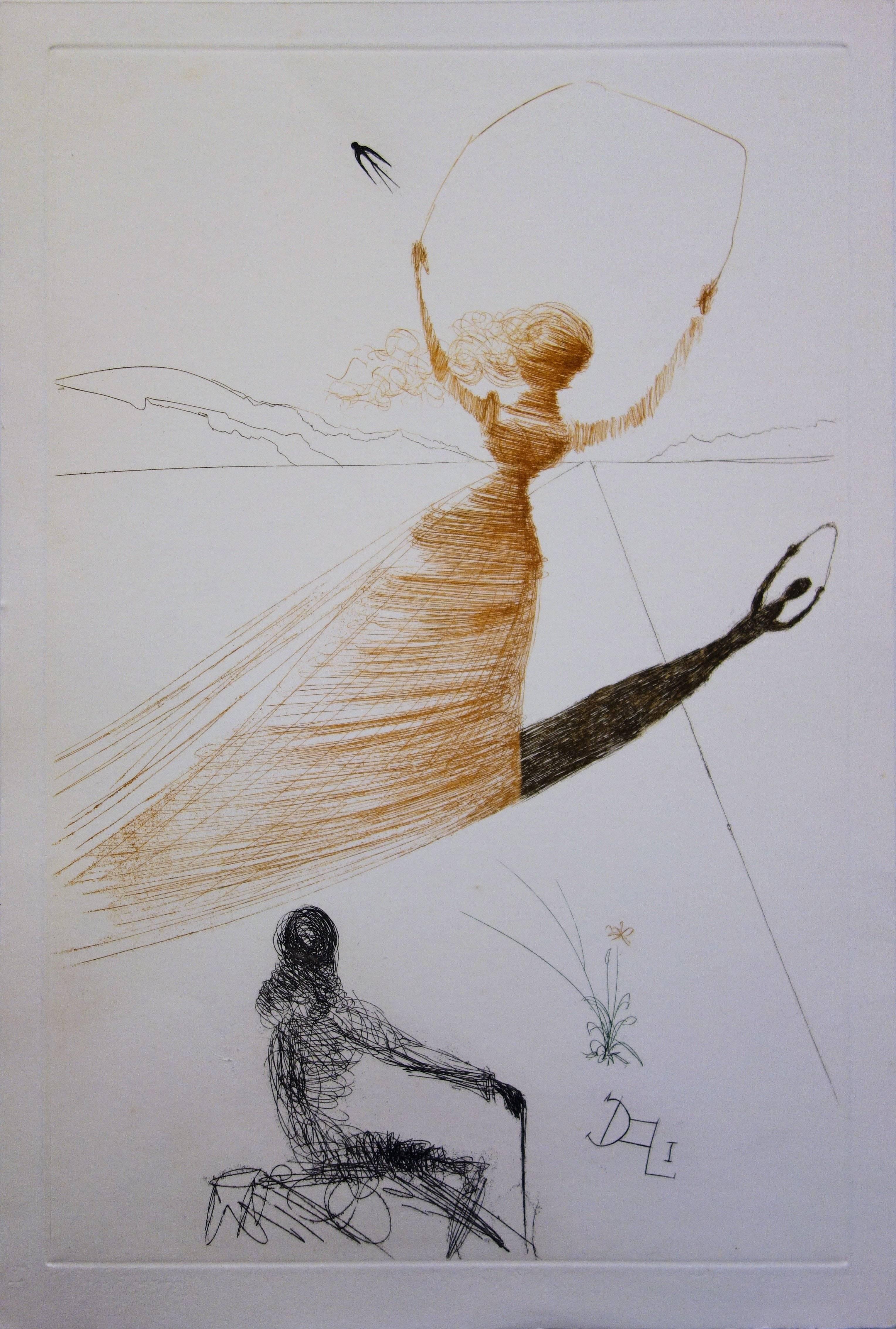 Salvador Dalí Figurative Print - Alice in Wonderland : Alice - Original handsigned etching