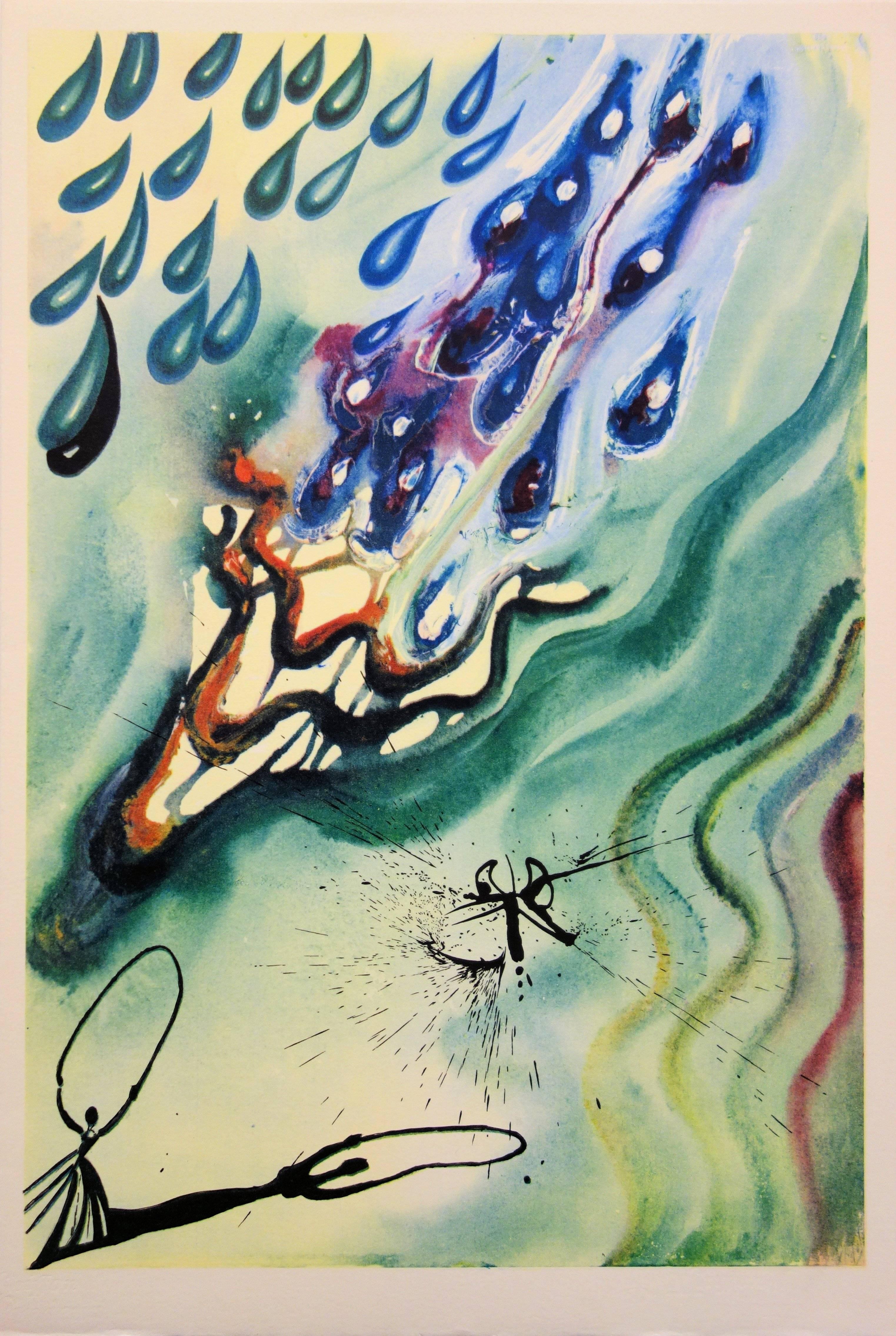 Salvador Dalí Figurative Print - Alice in Wonderland : The Pool of Tears - Heliogravure and woodcut print