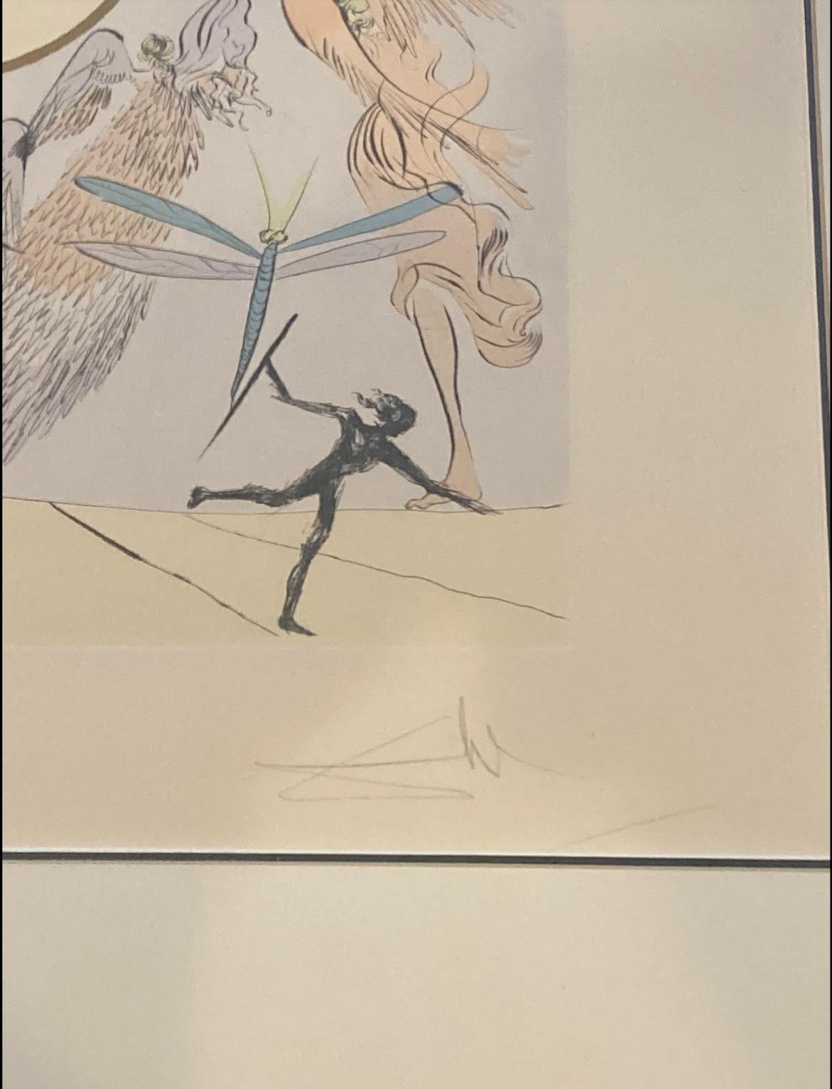 Dies ist ein Salvador DALI amerikanischen Erfindungen Glühbirne Da Vinci signiert Original-Radierung. In gutem Zustand Maße 35x30