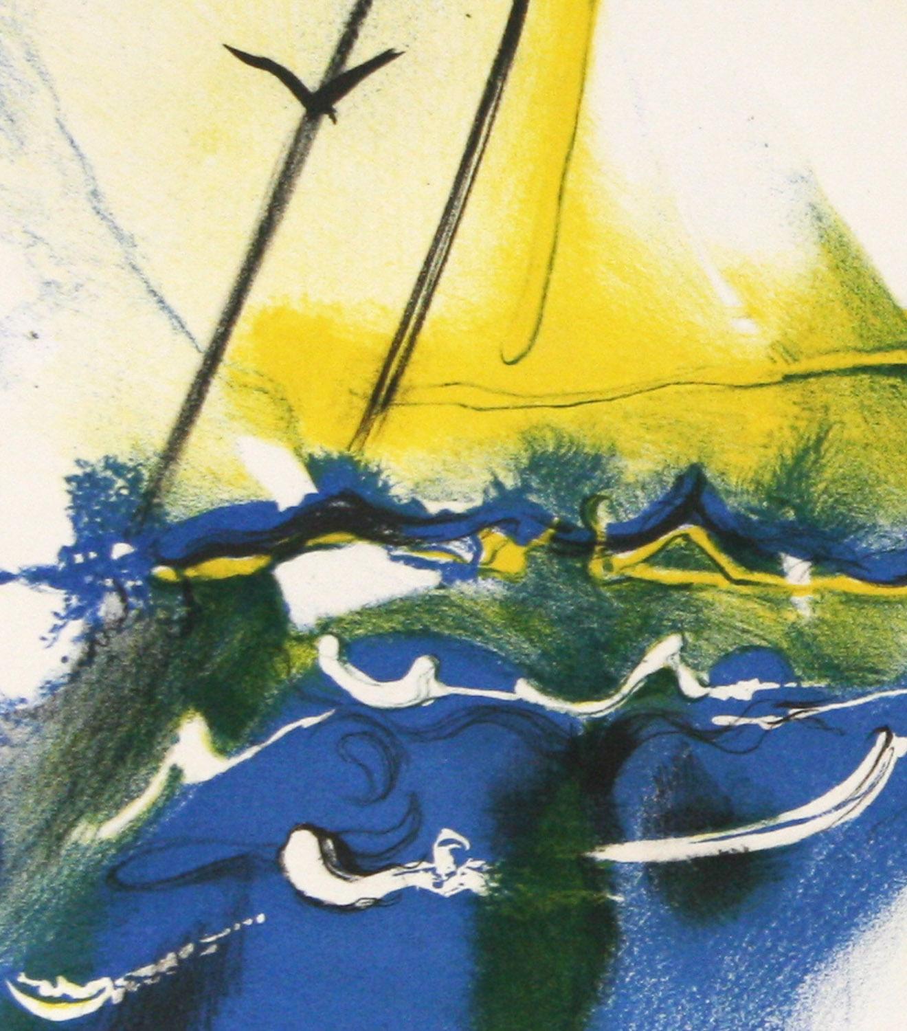 Amerikanische Yachting-Szene Salvador Dali Currier & Ives Serie  Lithographie, 1971 (Surrealismus), Print, von Salvador Dalí
