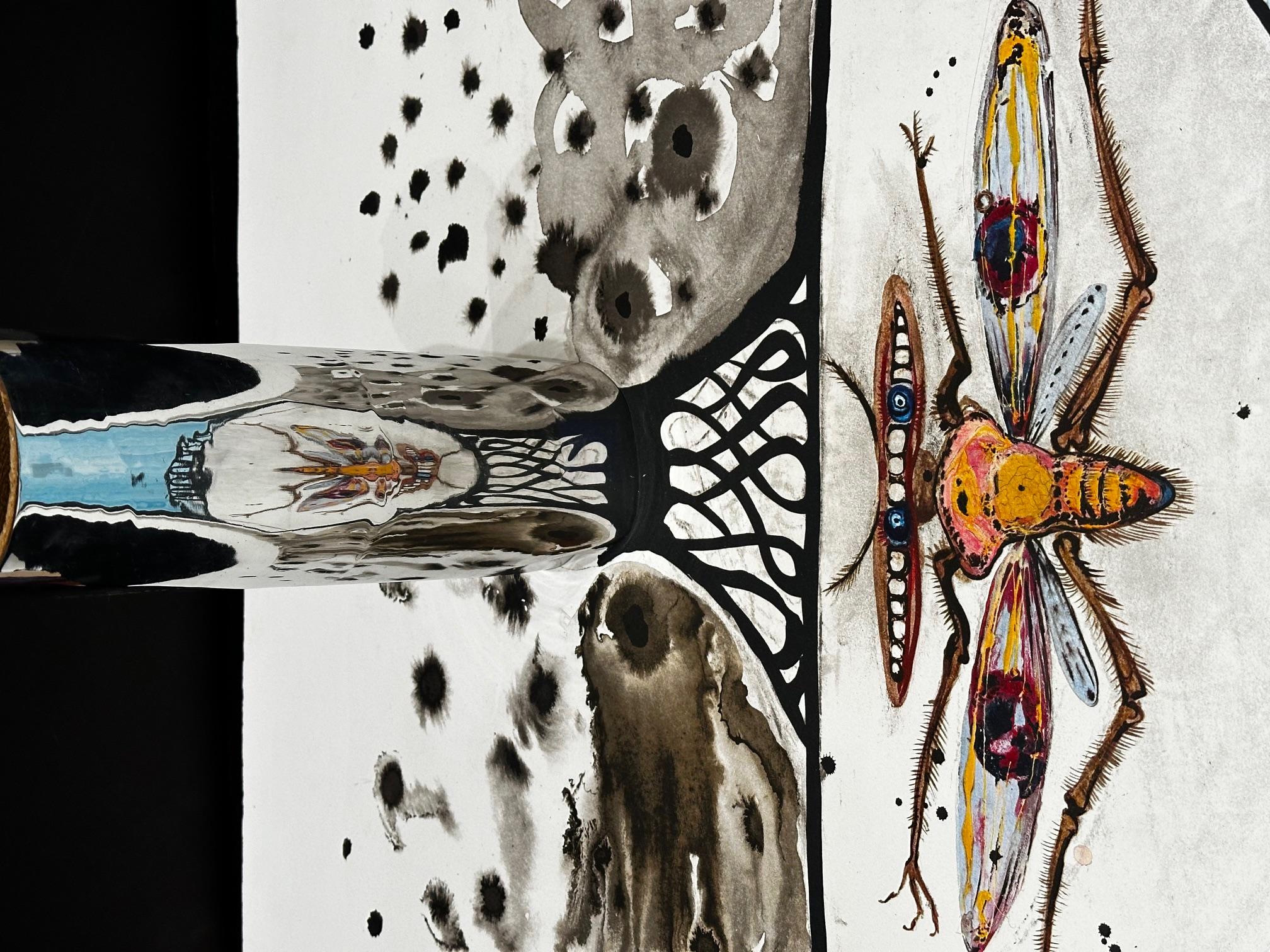Anamorfosi Arlequin (Clown) - Abstract Print Grigio di Salvador Dalí