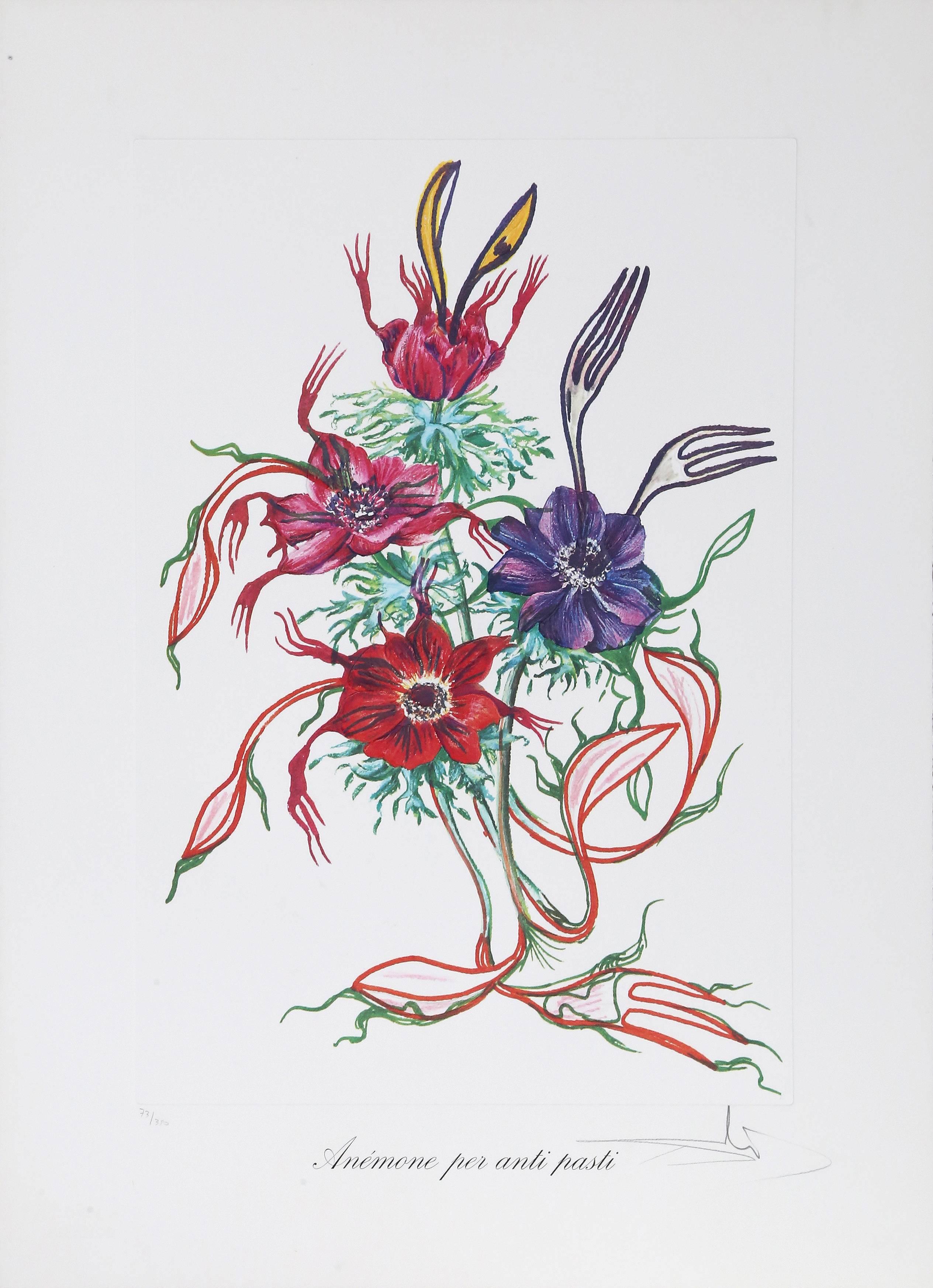 Anemone per Antipasti, Lithograph by Salvador Dali 1972