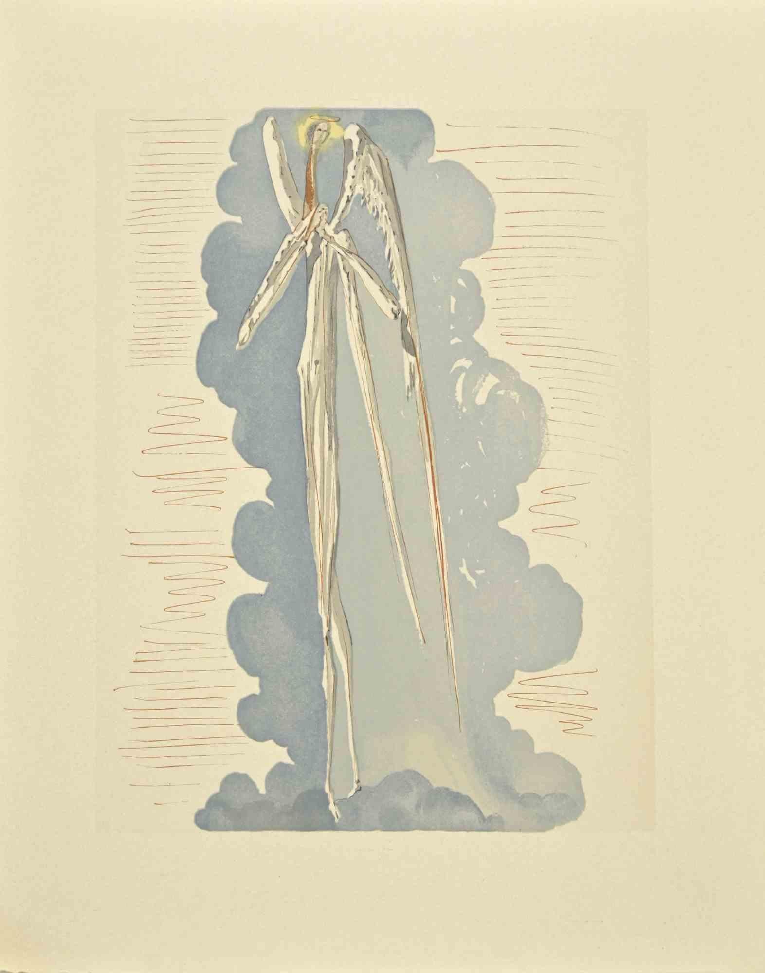 Salvador Dalí Figurative Print - Angel of Seventh Heaven - Woodcut  - 1963