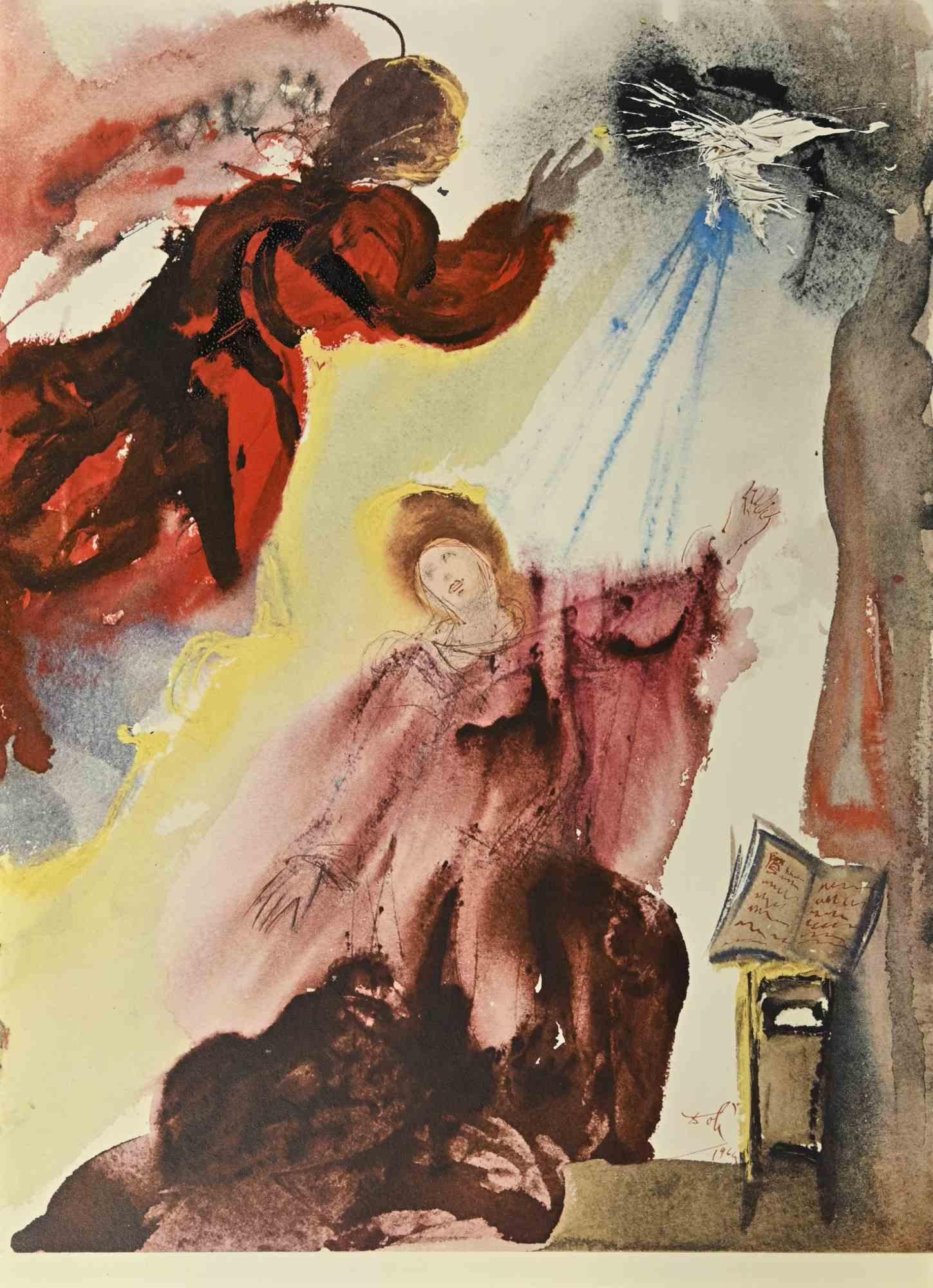 Salvador Dalí Print – Annunciation of Mary – Lithographie – 1964