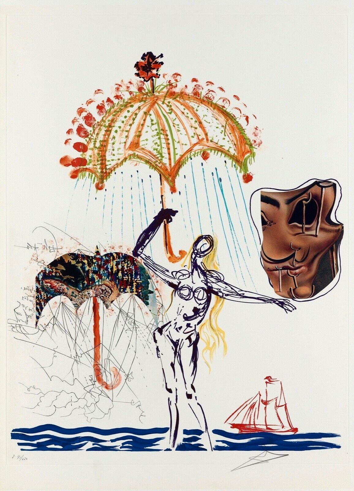 Landscape Print Salvador Dalí - Umbrella avec liquide atomisé (Imagination et objets), Salvador Dali