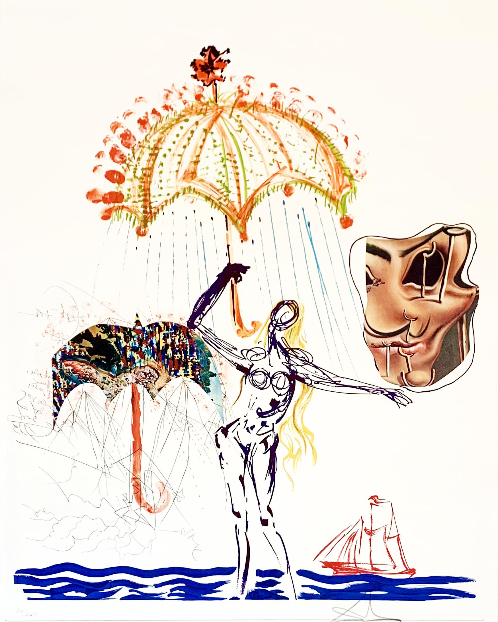 Salvador Dalí Figurative Print - Anti-Umbrella with Atomized Liquid