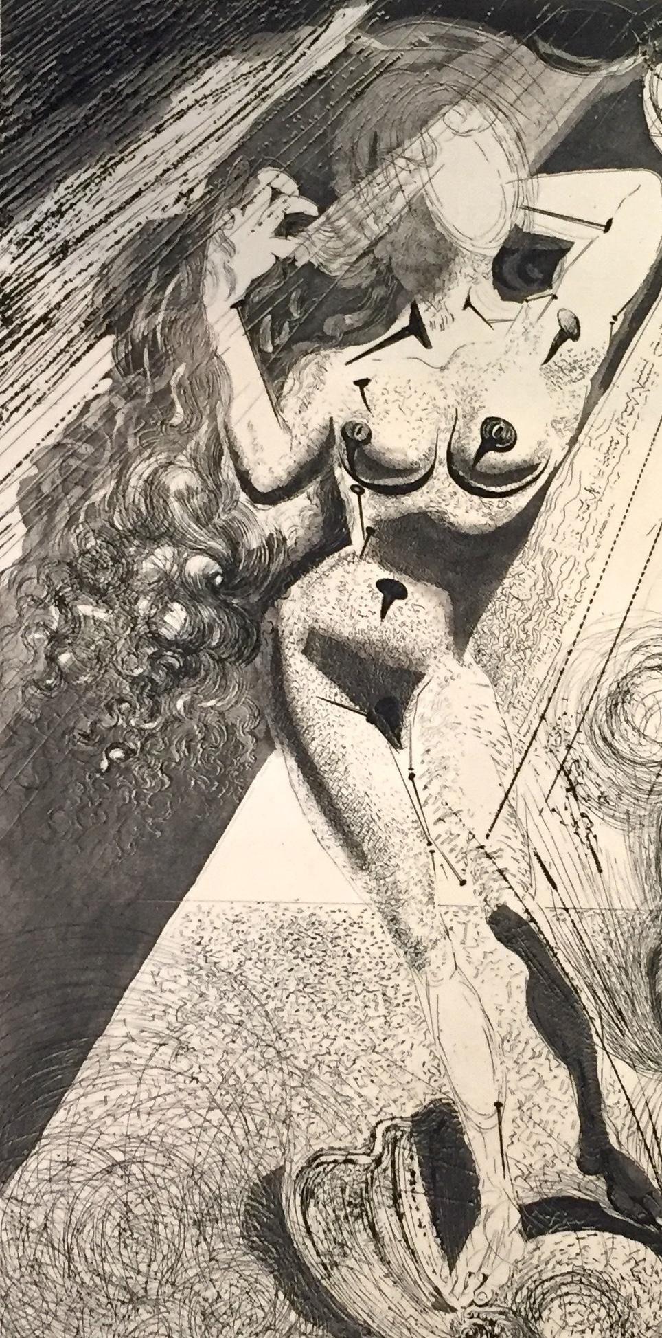 Aphrodite -  Héliogravüre und Kaltnadelradierung nach Salvador Dali - 1963 (Beige), Nude Print, von Salvador Dalí