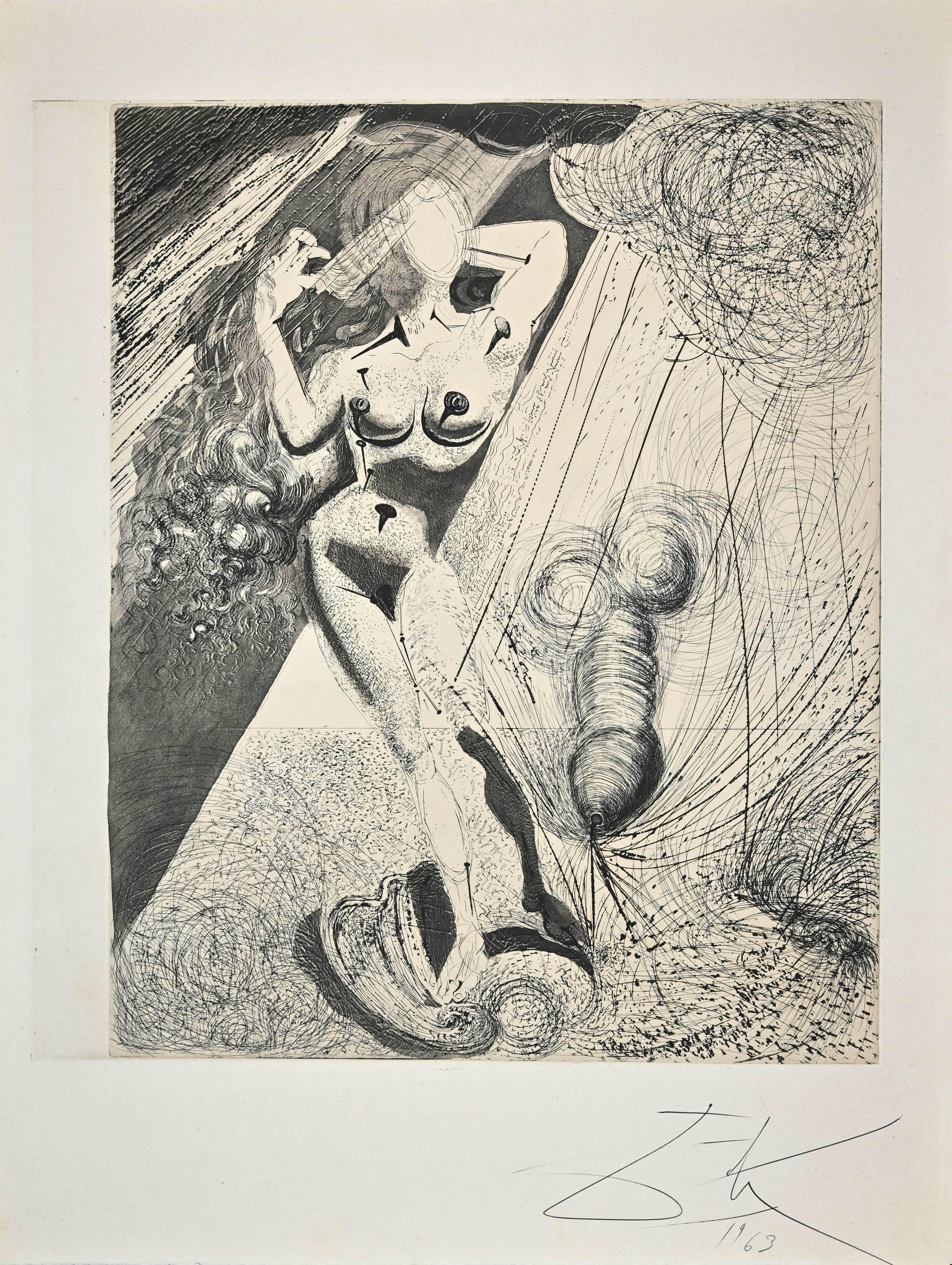 Aphrodite -  Héliogravure et Pointe sèche attr. à Salvador Dali - 1963
