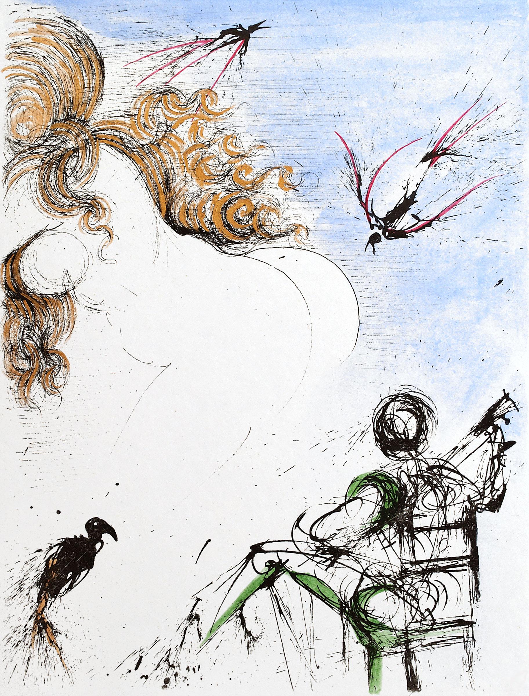 Apollinaire “Woman with Parrot” (91/145) - Print by Salvador Dalí