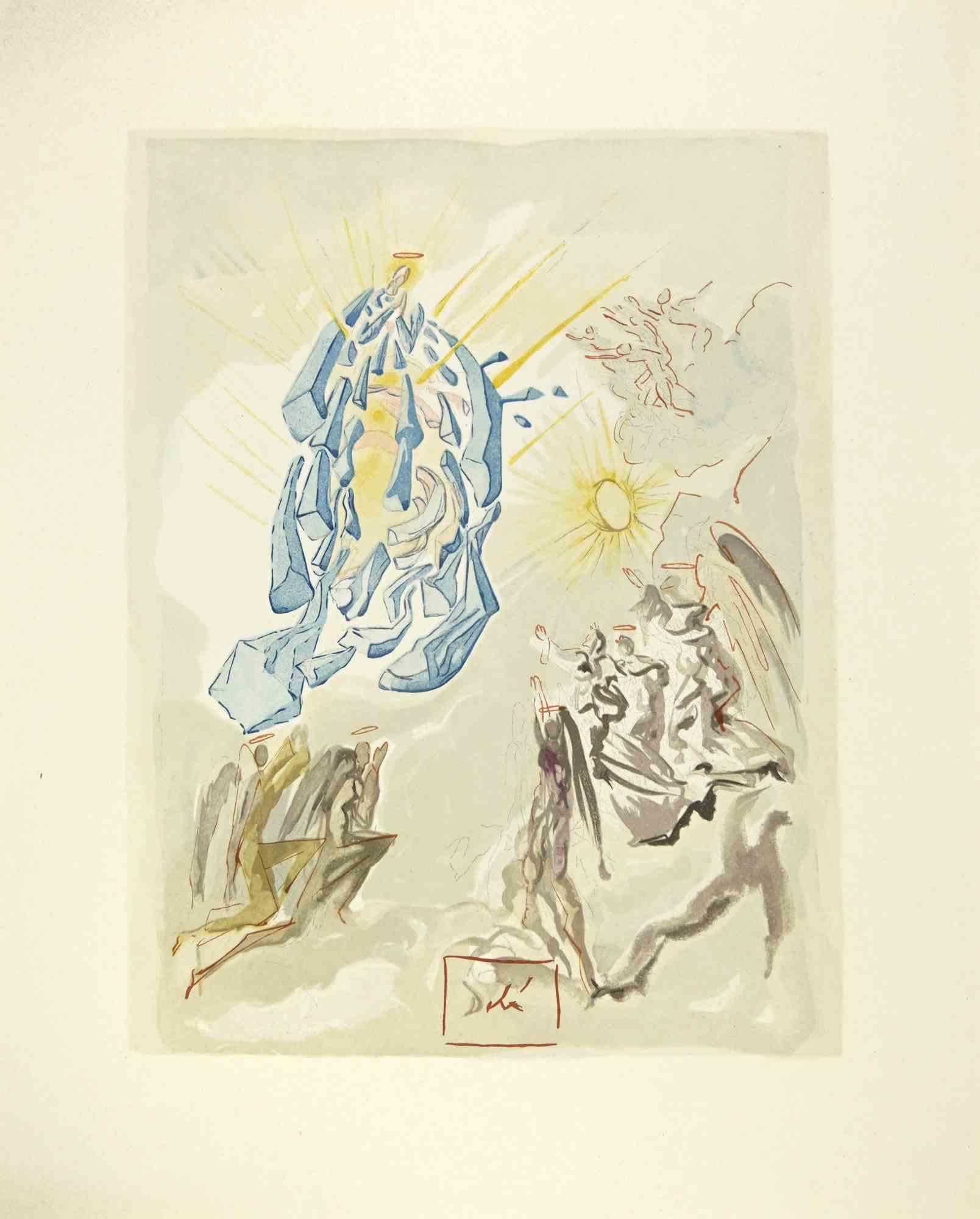 Salvador Dalí Figurative Print – Apotheose der Jungfrau Maria – Holzschnitt – 1963