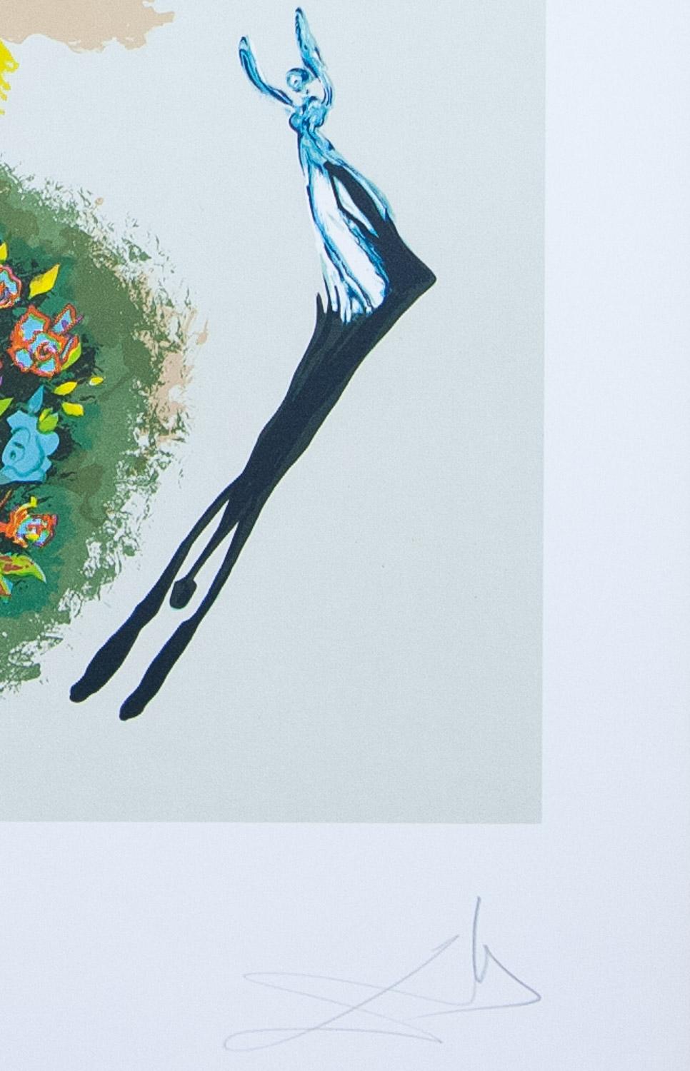 Apparition of the Rose  ( Tarot )  original signed limited ed. by Salvador Dali - Gray Figurative Print by Salvador Dalí