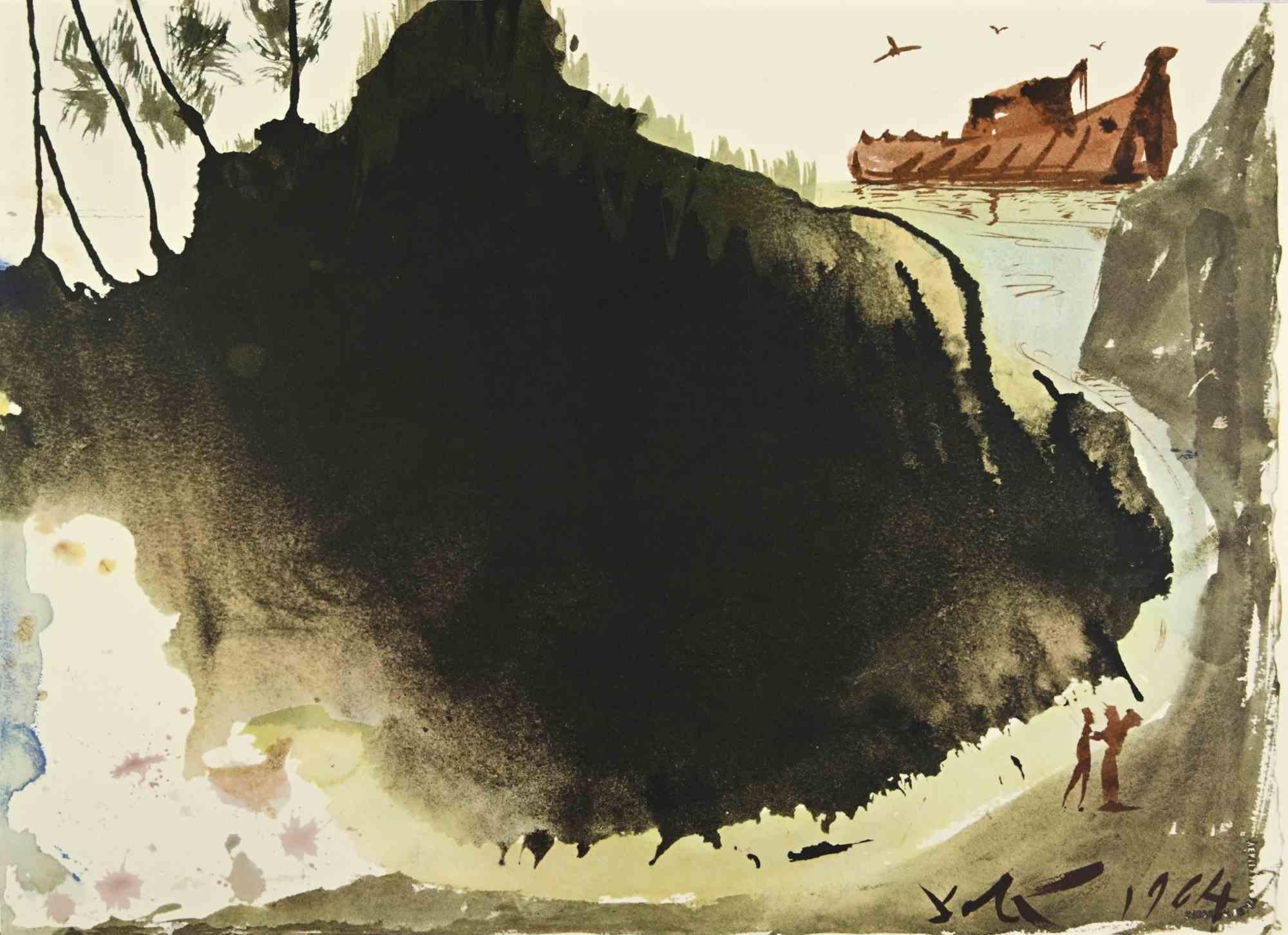 Salvador Dalí Print - Aquae Diluvii Super Terram - Lithograph  - 1964