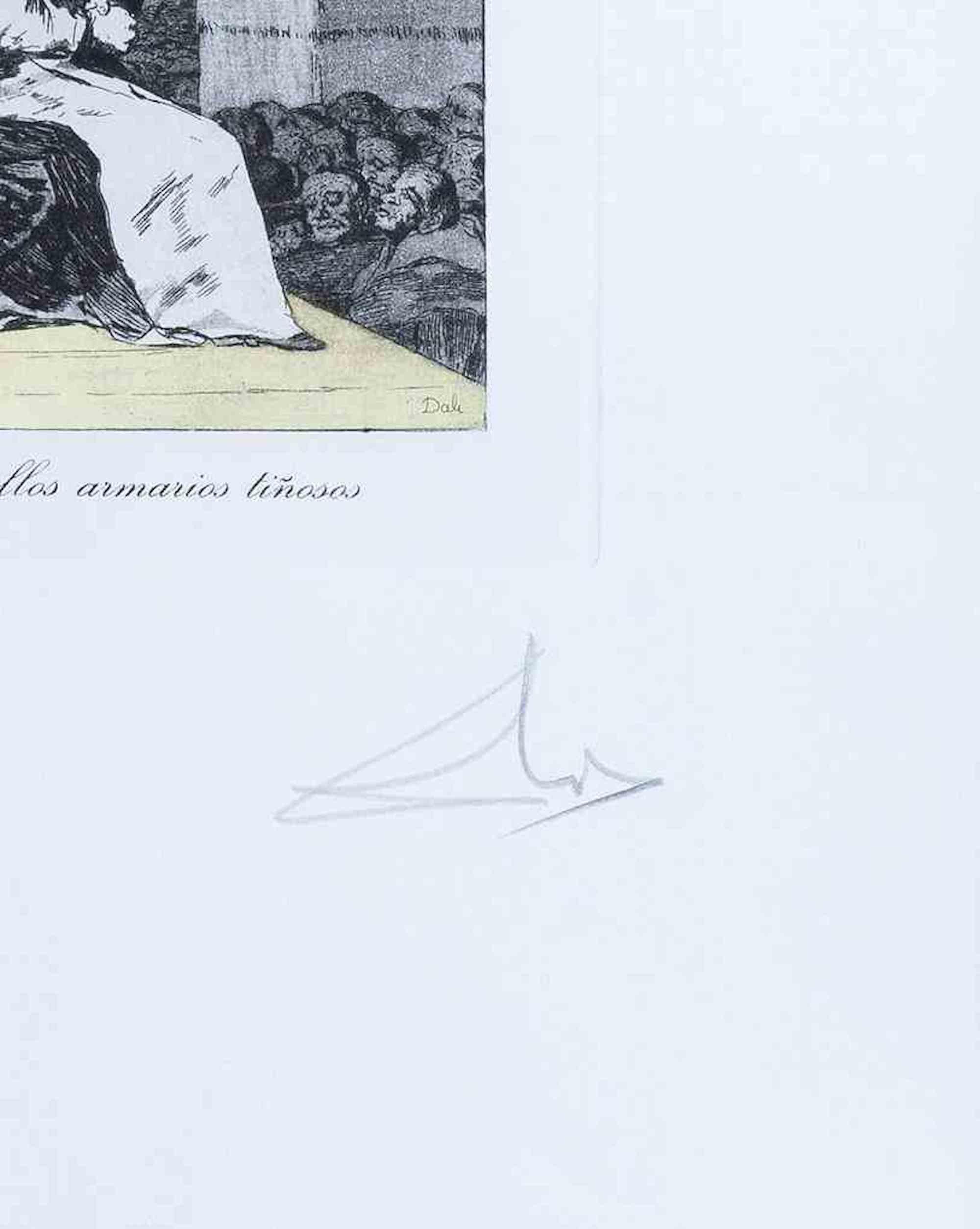 Aquellos Armarios Tinosos - Peinture à la pointe sèche et collage - 1977 - Surréalisme Print par Salvador Dalí