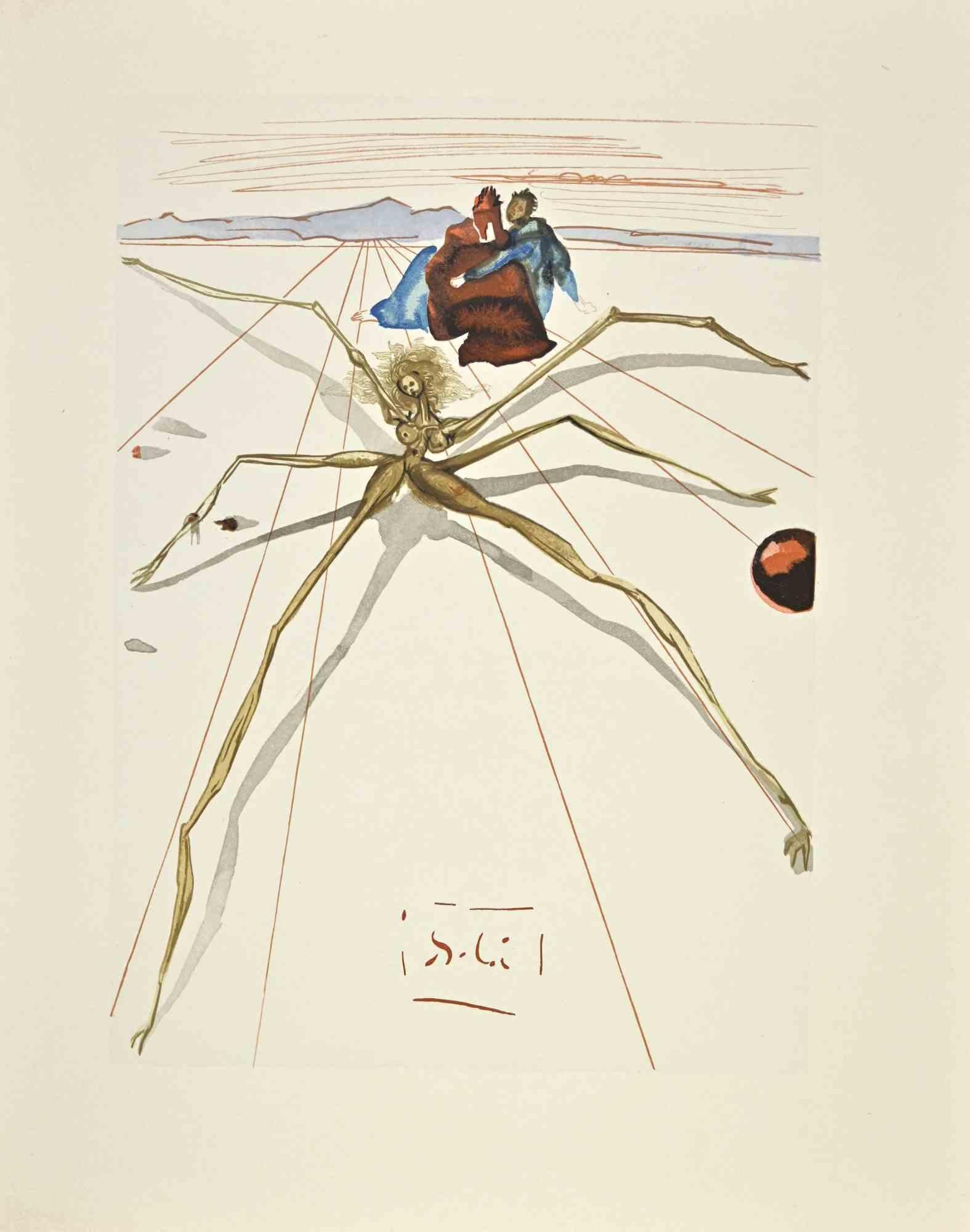 Salvador Dalí Figurative Print - Aracne - Woodcut - 1963