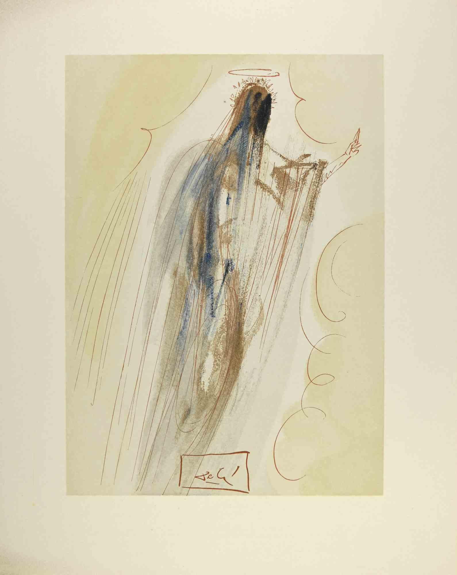 Salvador Dalí Figurative Print - Arrival in the Empyrean - Woodcut - 1963