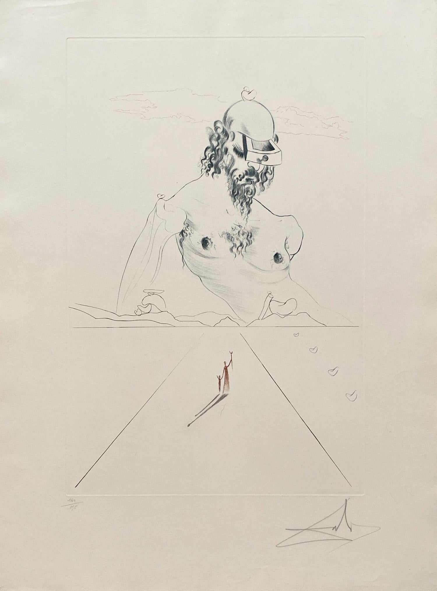 Salvador Dalí Figurative Print - Aurelia, The Colossus - Original Etching Hand Signed Numbered - Field 72-5