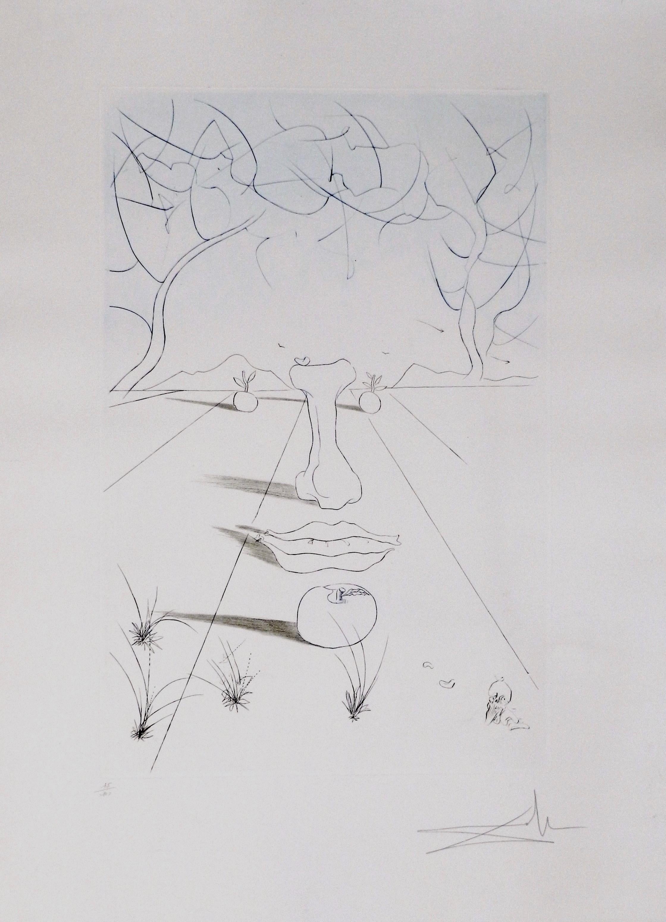 Salvador Dalí Print – Aurelia Visage Surrealistisch