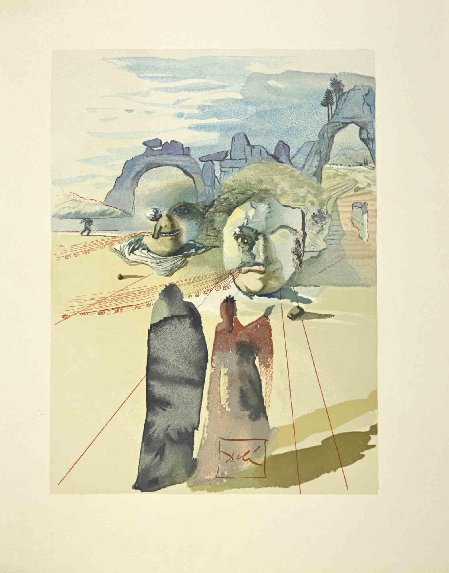 Salvador Dalí Figurative Print - Avars - Woodcut - 1963