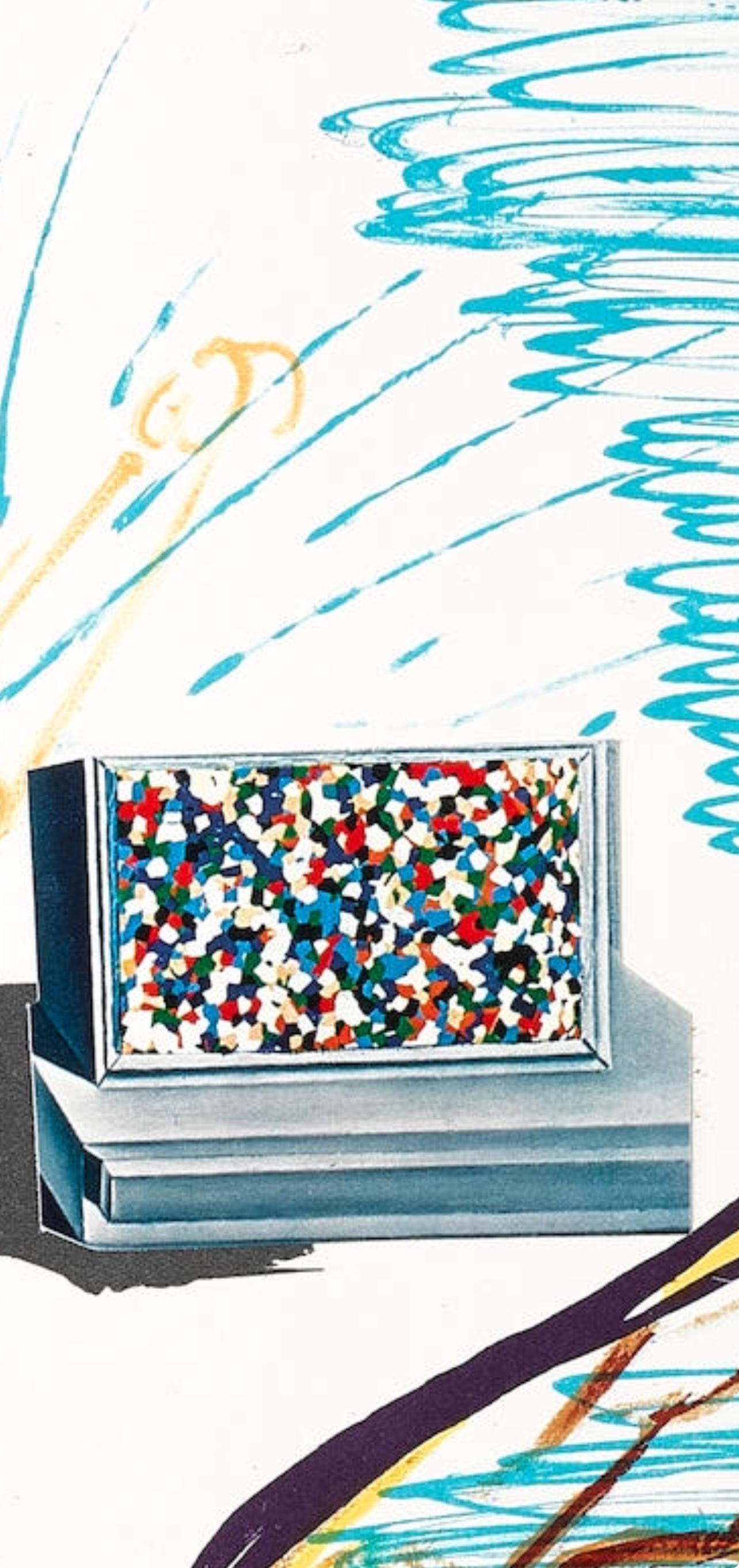 Lithografie, Siebdruck, Kaltnadel und Collage auf Vélin de Rives BFK-Papier. Beschriftung: handsigniert und nummeriert, I-70/250, wie ausgegeben. Guter Zustand. Anmerkungen: Aus dem Folianten Imaginations et Objets du futur (Vorstellungen und