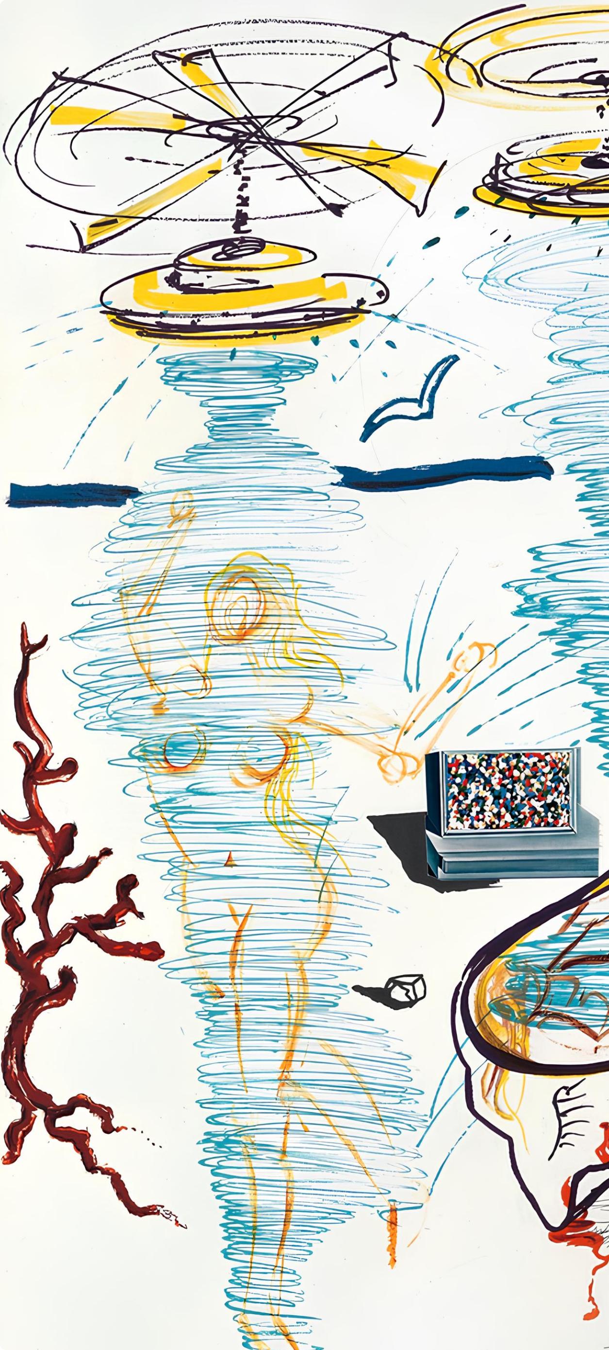 Baignoire à tornade liquide (Michler/Löpsinger 822-831; Feld 75-13) (Surrealismus), Print, von Salvador Dalí