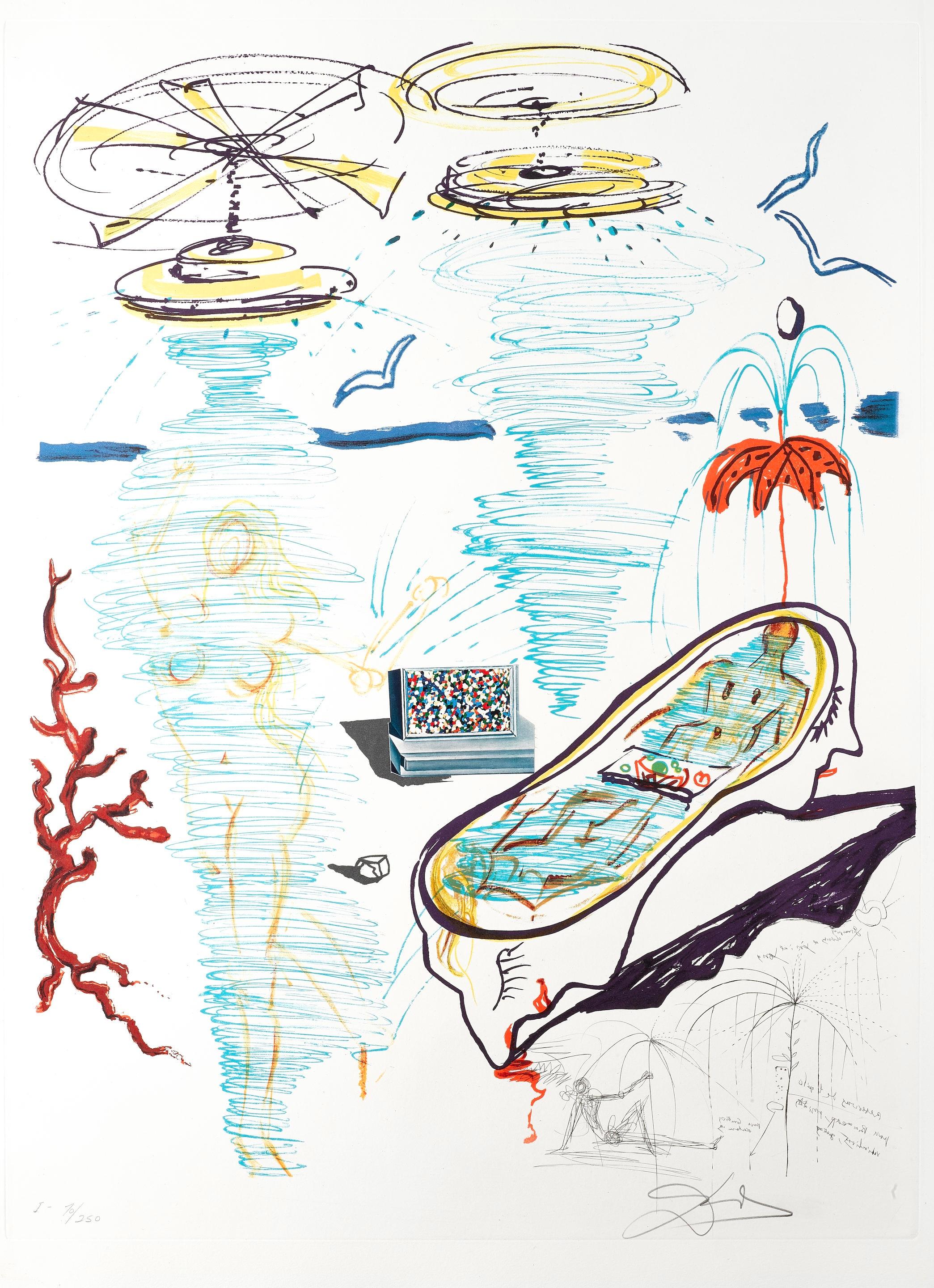 Salvador Dalí Abstract Print - Baignoire à tornade liquide (Michler/Löpsinger 822-831; Field 75-13)
