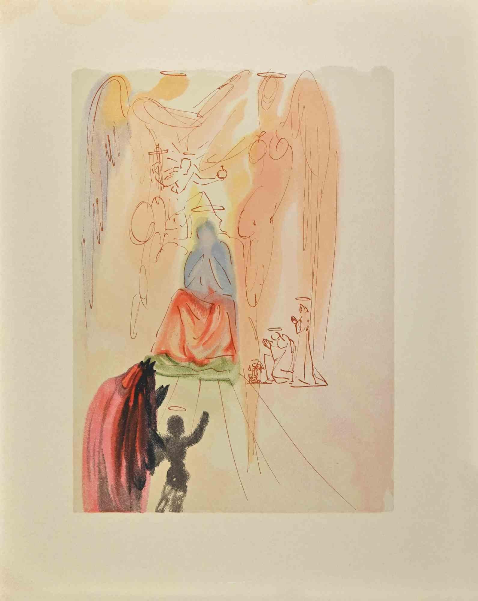 Salvador Dalí Figurative Print - Beatrice and the Triumph of the Saints - Woodcut attr. to Salvador Dali- 1963