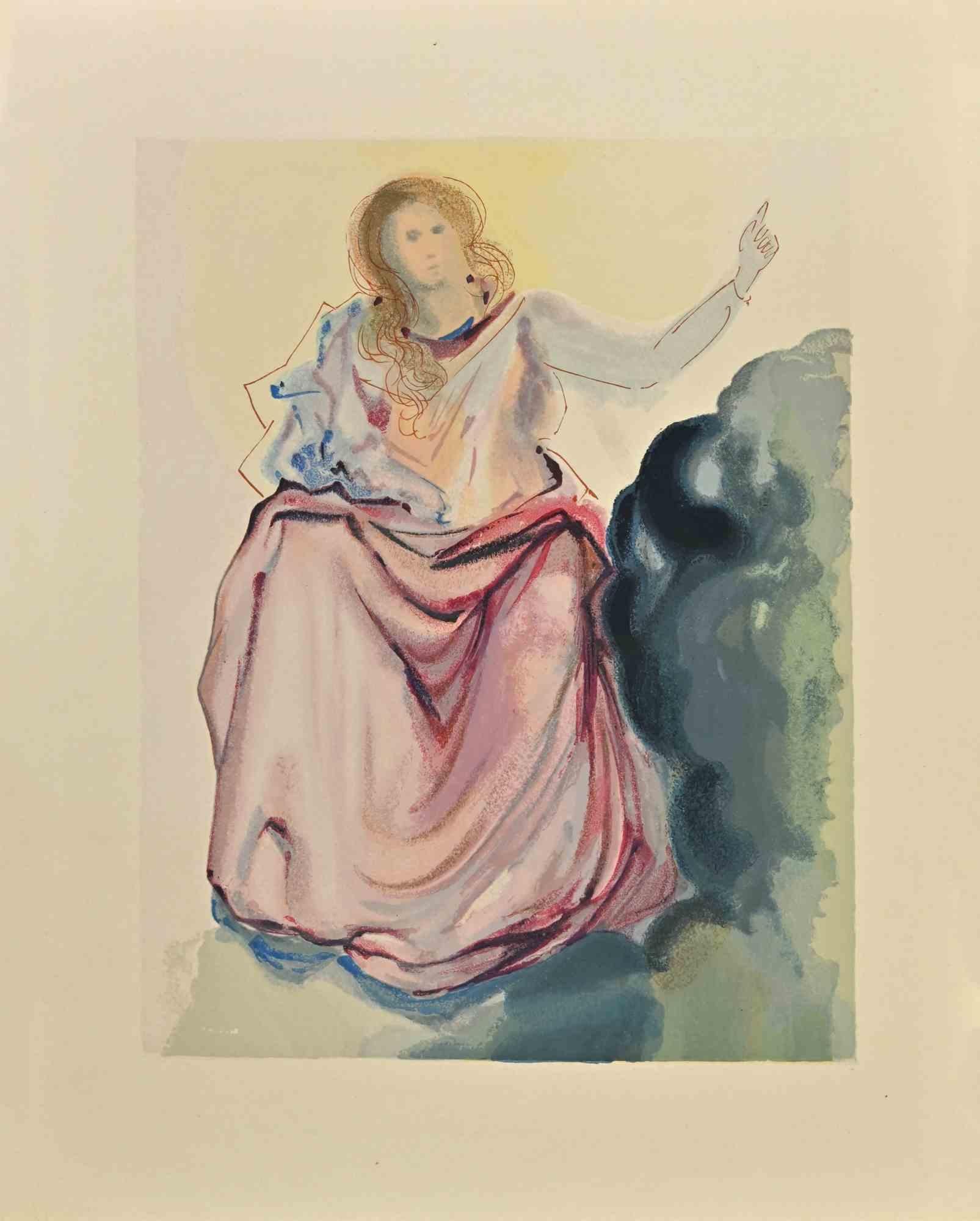 Salvador Dalí Figurative Print - Beatrice from The Series "The Divine Comedy" - Woodcut Print - 1963