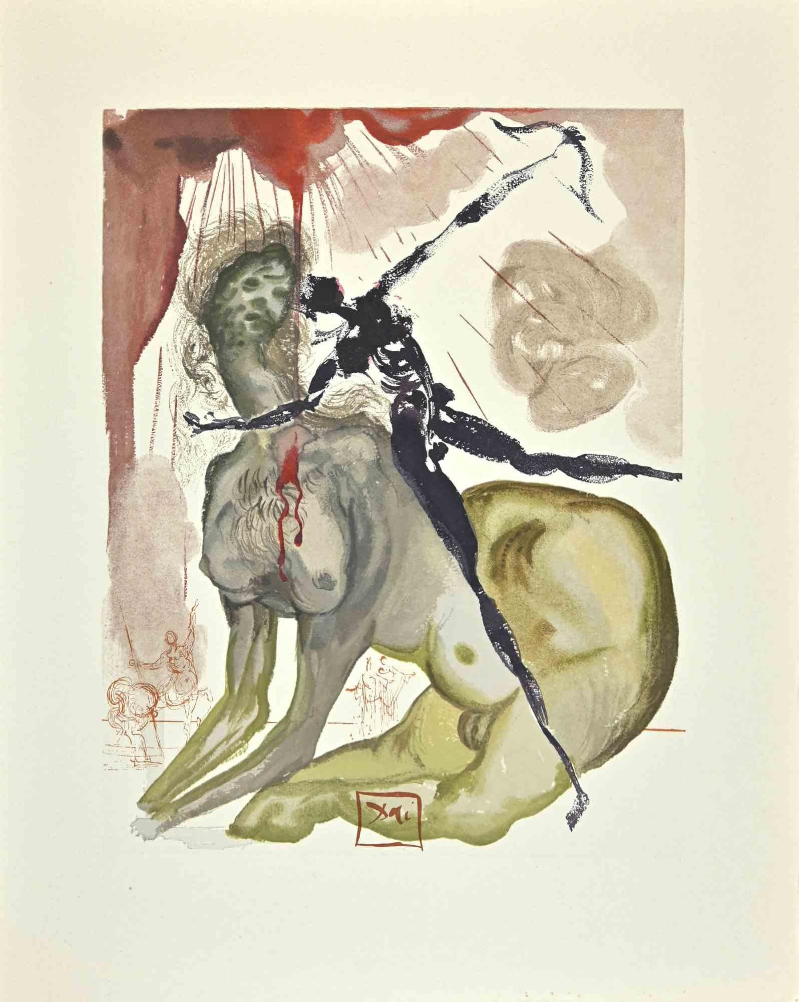 Salvador Dalí Print - Beatrice Resolves Dante's Doubts - Woodcut print - 1963