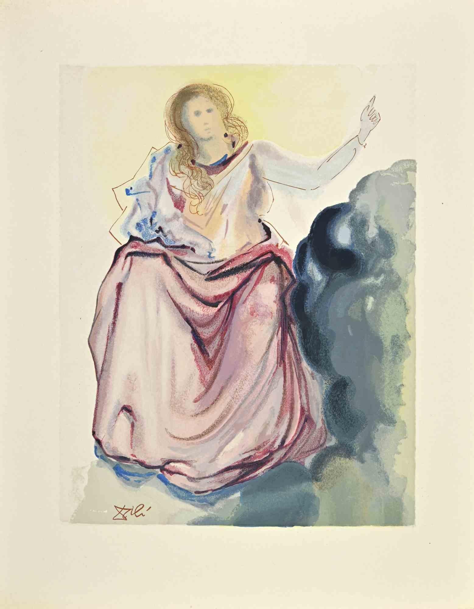 Salvador Dalí Figurative Print - Beatrice Solves Dante’s Doubts - Woodcut - 1963