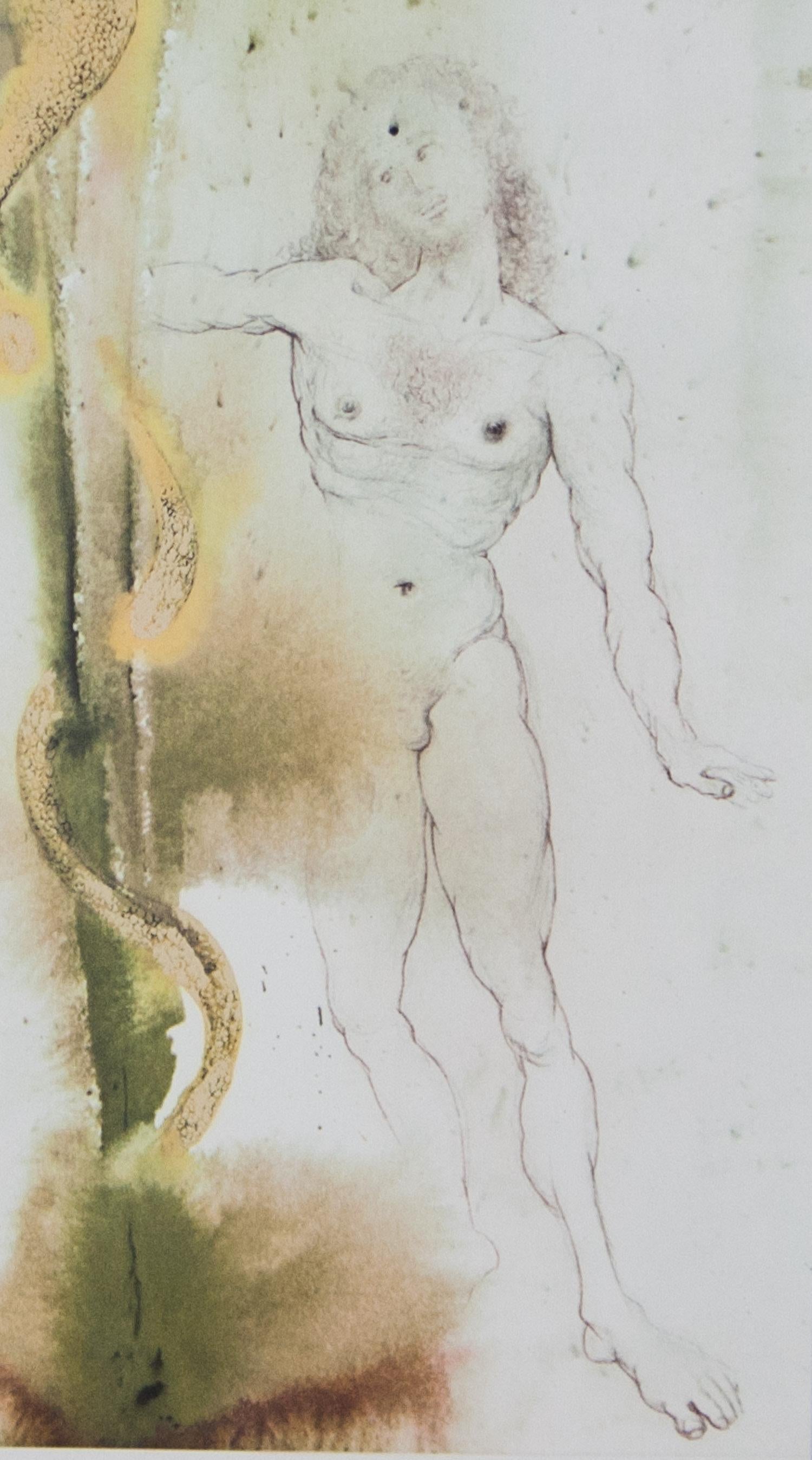 Biblia Sacra Original Sin Salvador Dali  - Gray Nude Print by Salvador Dalí