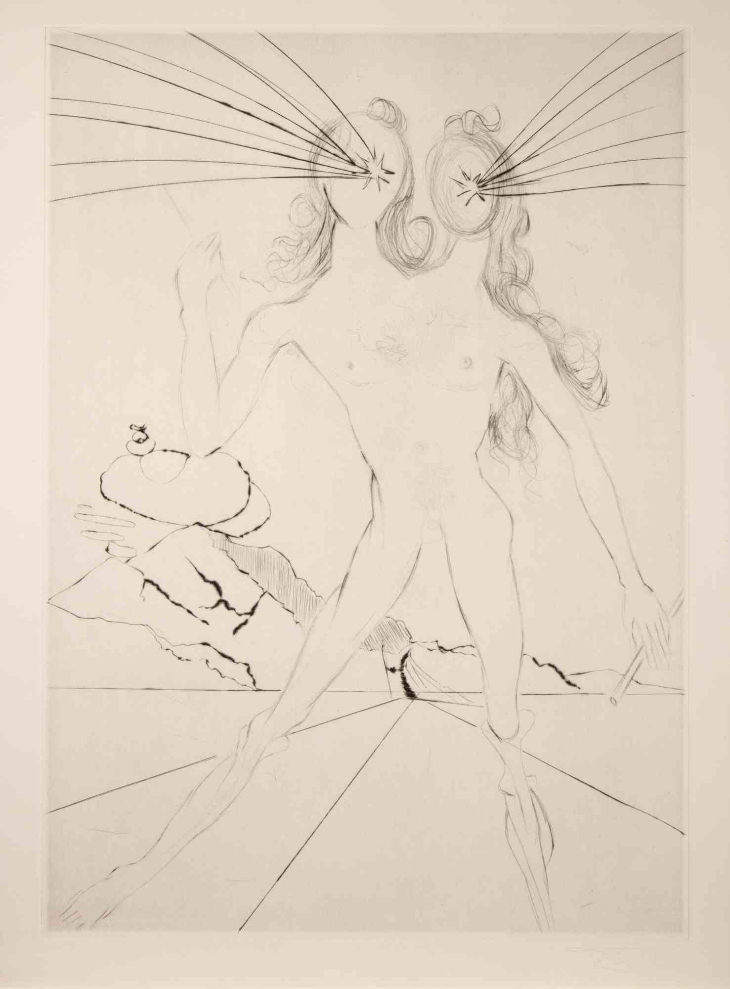 Figurative Print di Salvador Dalí - Bicéphale - Acquaforte  - 1968
