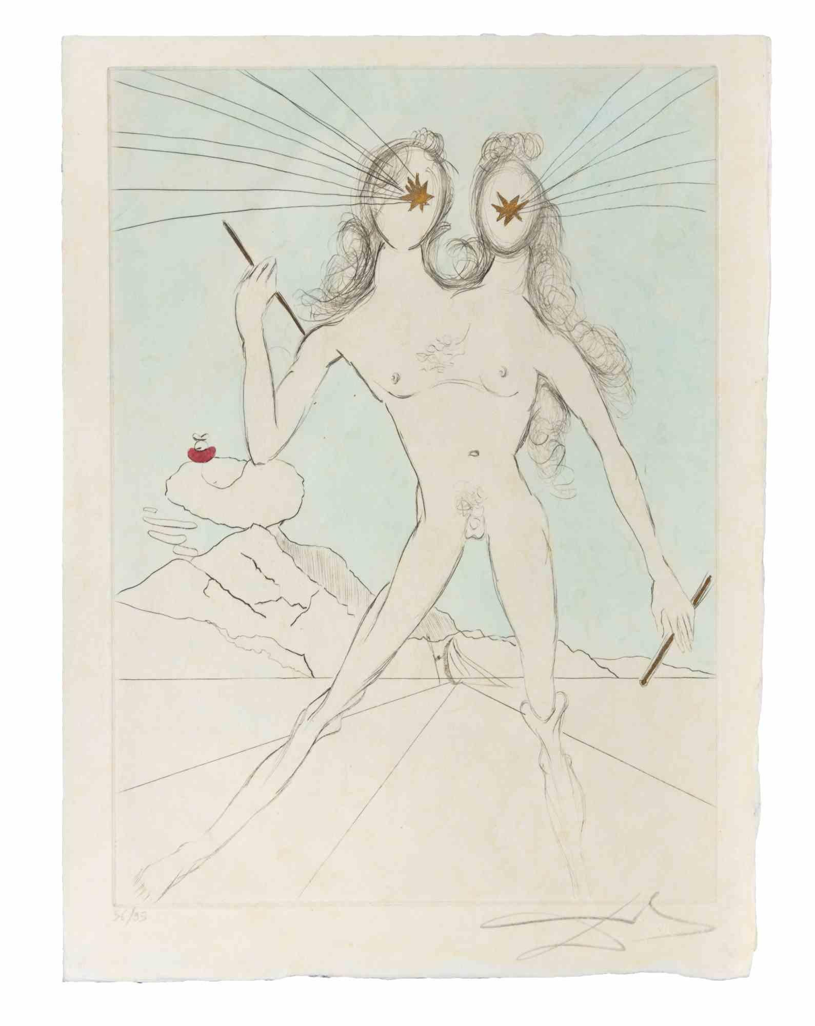 Salvador Dalí Figurative Print - Bicephale - Etching - 1968