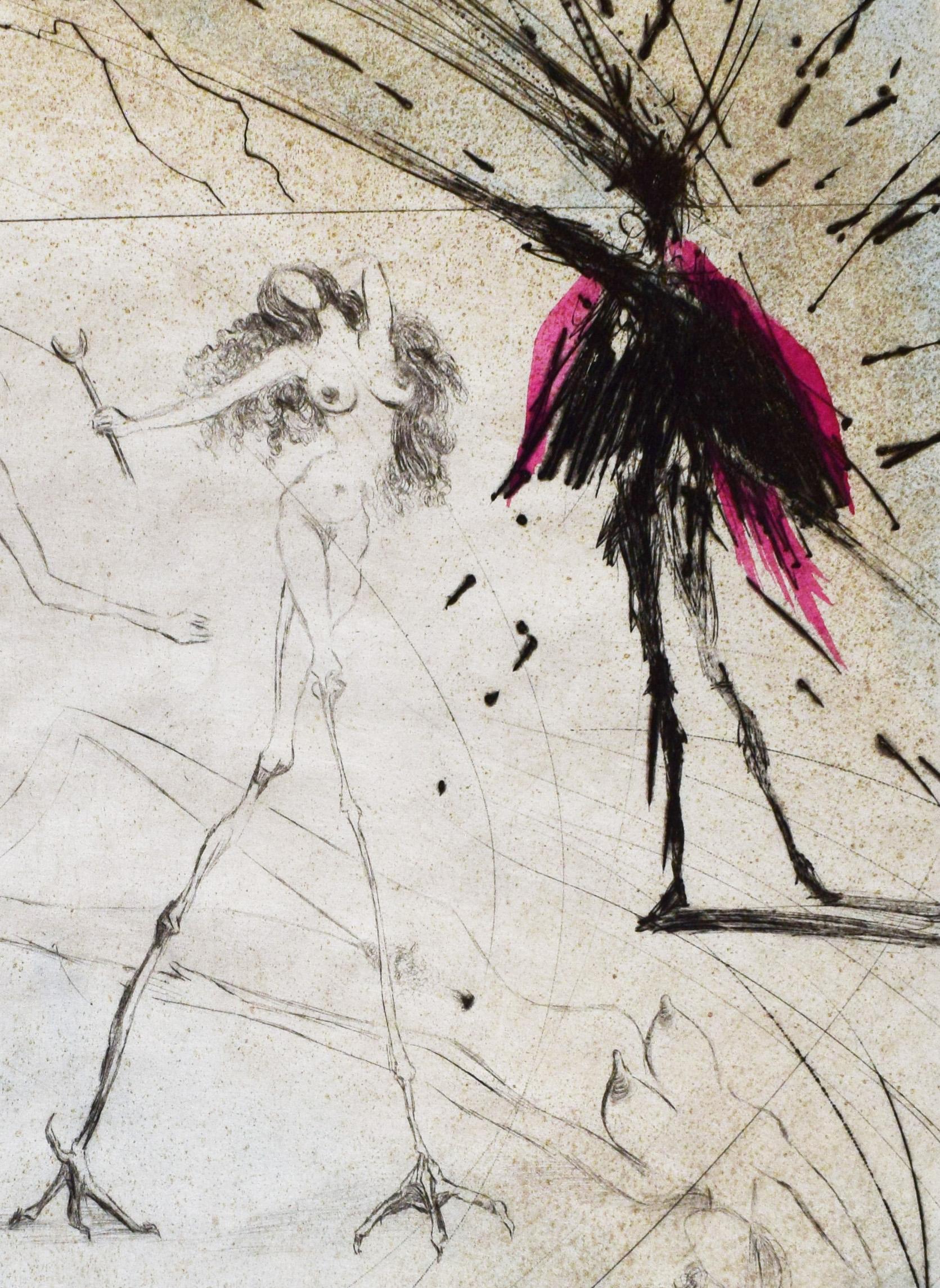 Bird Women, from: Faust (Walpurgis Night) - Spanish Surrealism - Gray Figurative Print by Salvador Dalí