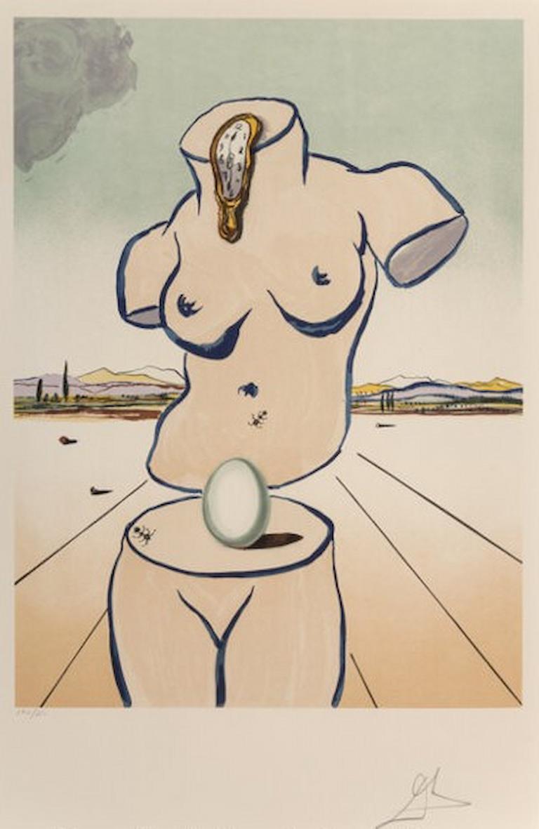 Nascita di Venere Litografia su carta d'archivio, moderna, firmata, anni '70
