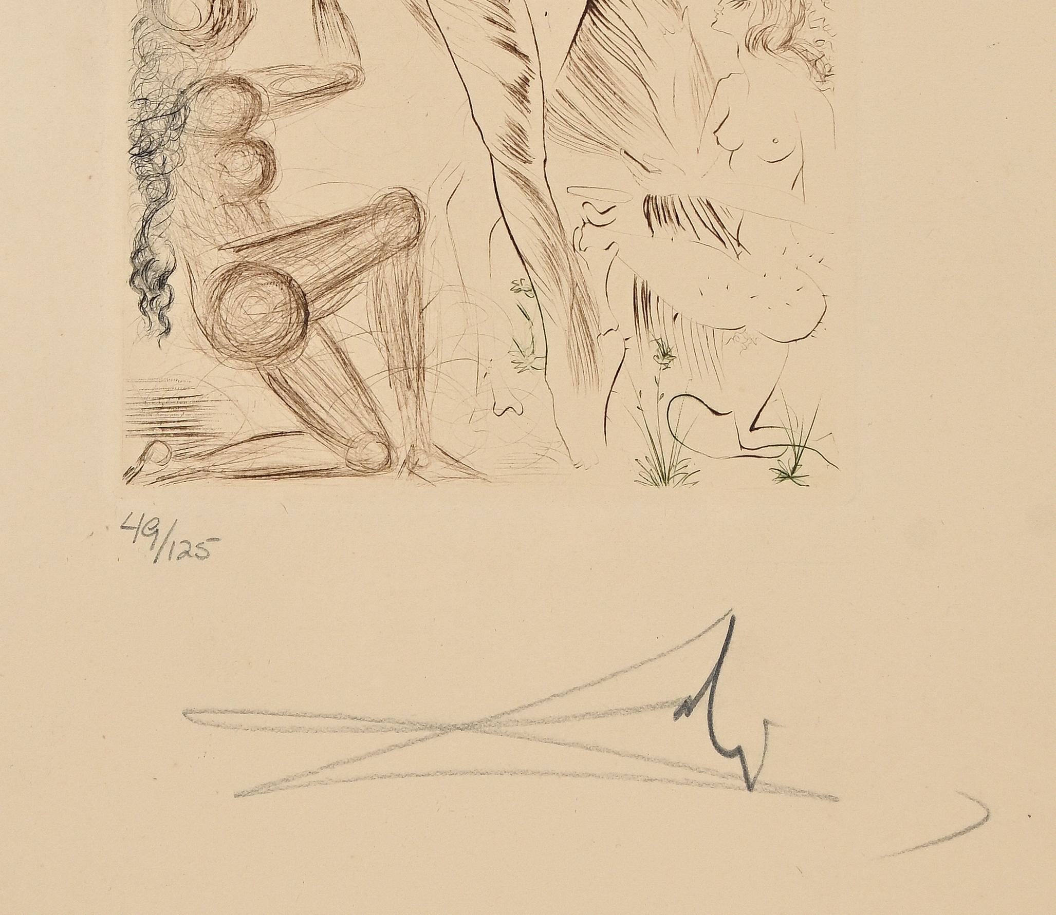 Blanchefleur - Radierung und Kaltnadelradierung  - 1972 – Print von Salvador Dalí