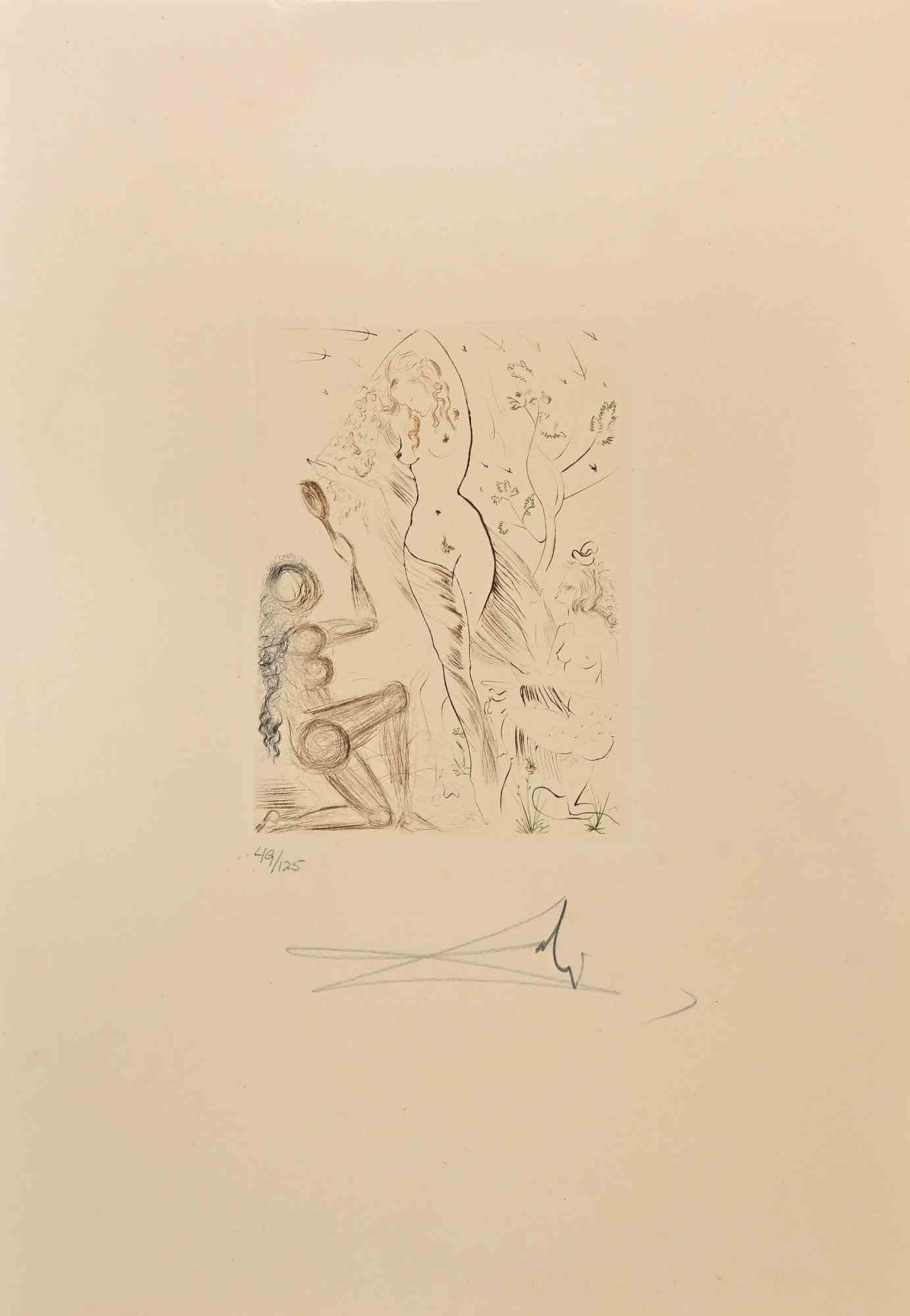 Salvador Dalí Print - Blanchefleur - Etching and Drypoint  - 1972