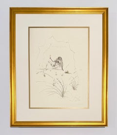 Salvador Dali Color Engraving, Signed, 1970, Brother Ogrin, the Hermit