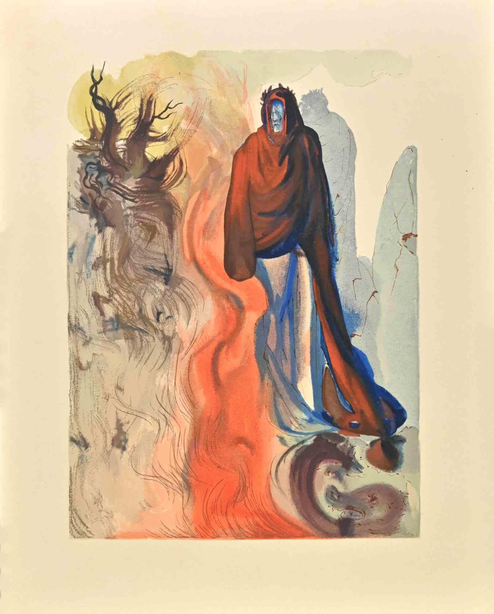 Salvador Dalí Figurative Print - Brunetto Latini - Woodcut Print - 1963