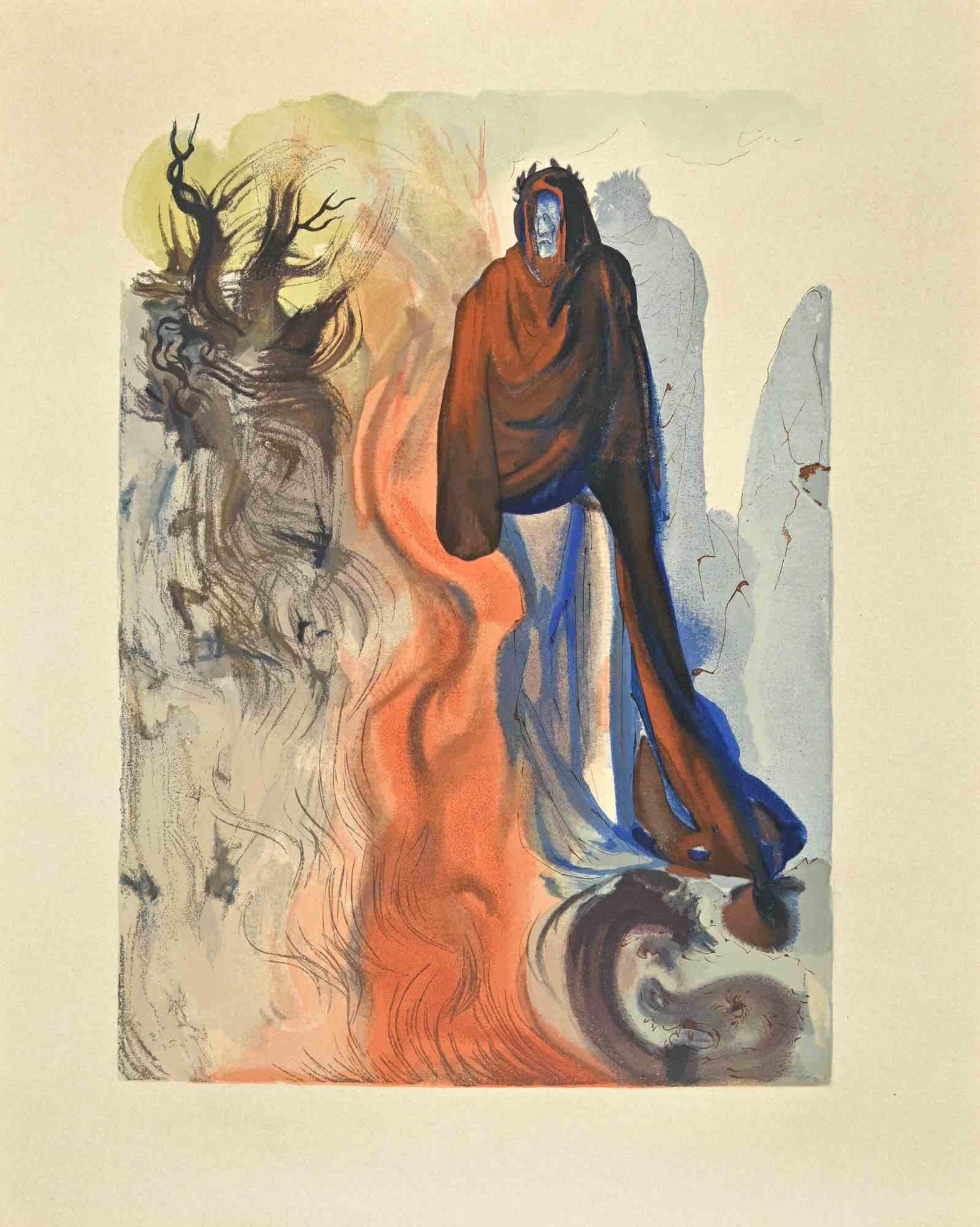 Salvador Dalí Print – Brunetto Latini – Holzschnitt-Druck – 1963