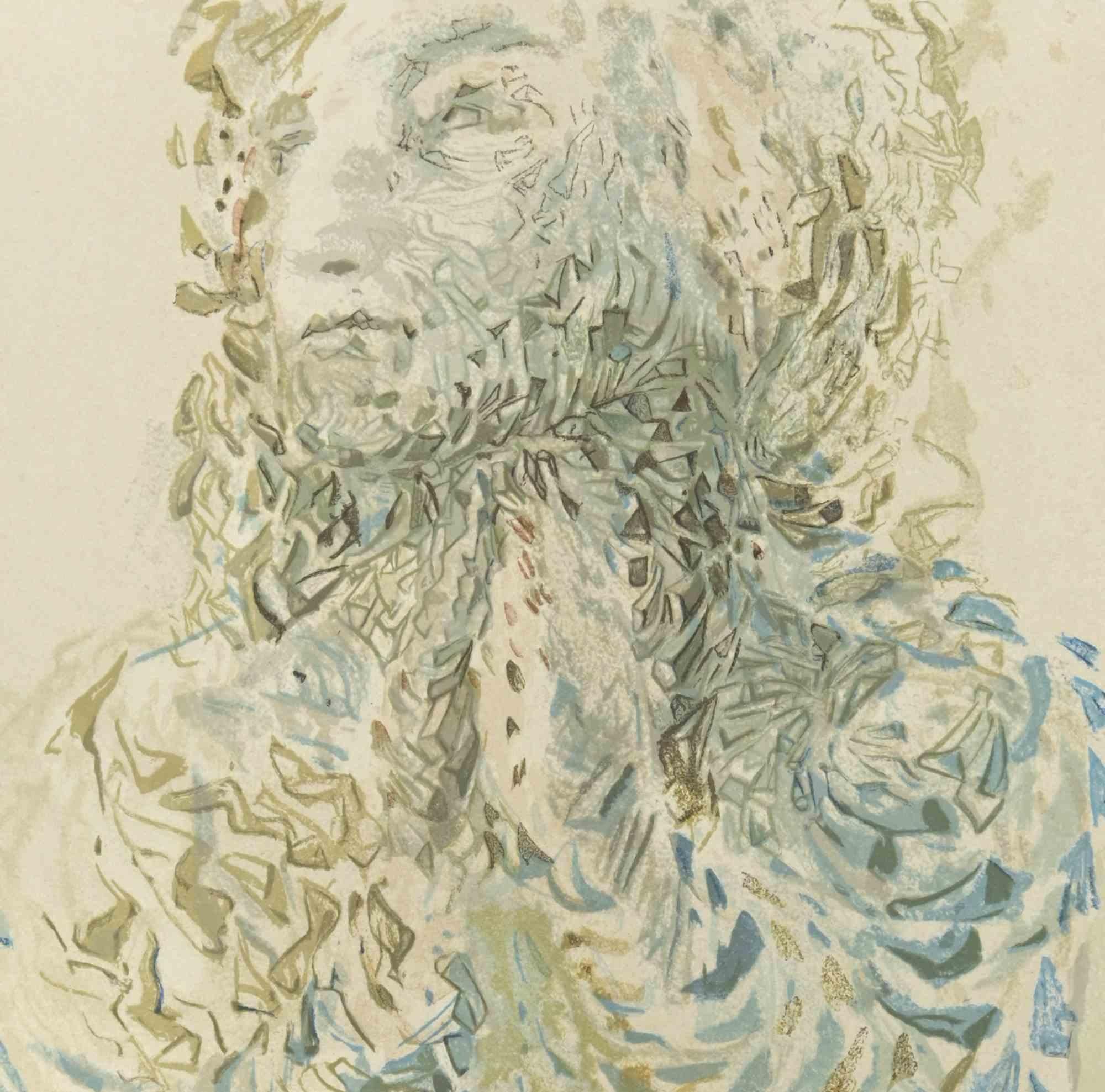 Cacciaguida sieht das Exil von Dante in Gott – Holzschnitt  - 1963 (Surrealismus), Print, von Salvador Dalí