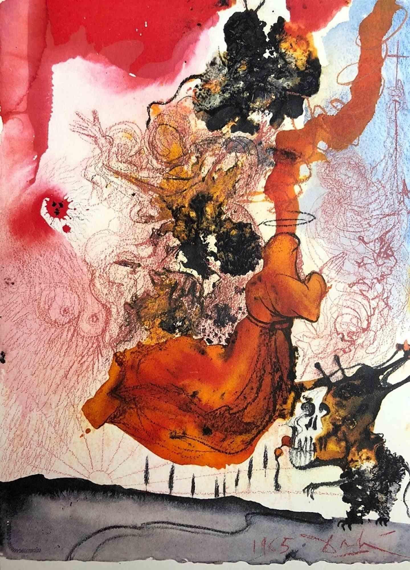 Salvador Dalí Abstract Print - Cadaver in Sepulchro Elisei  - Lithograph  - 1960s