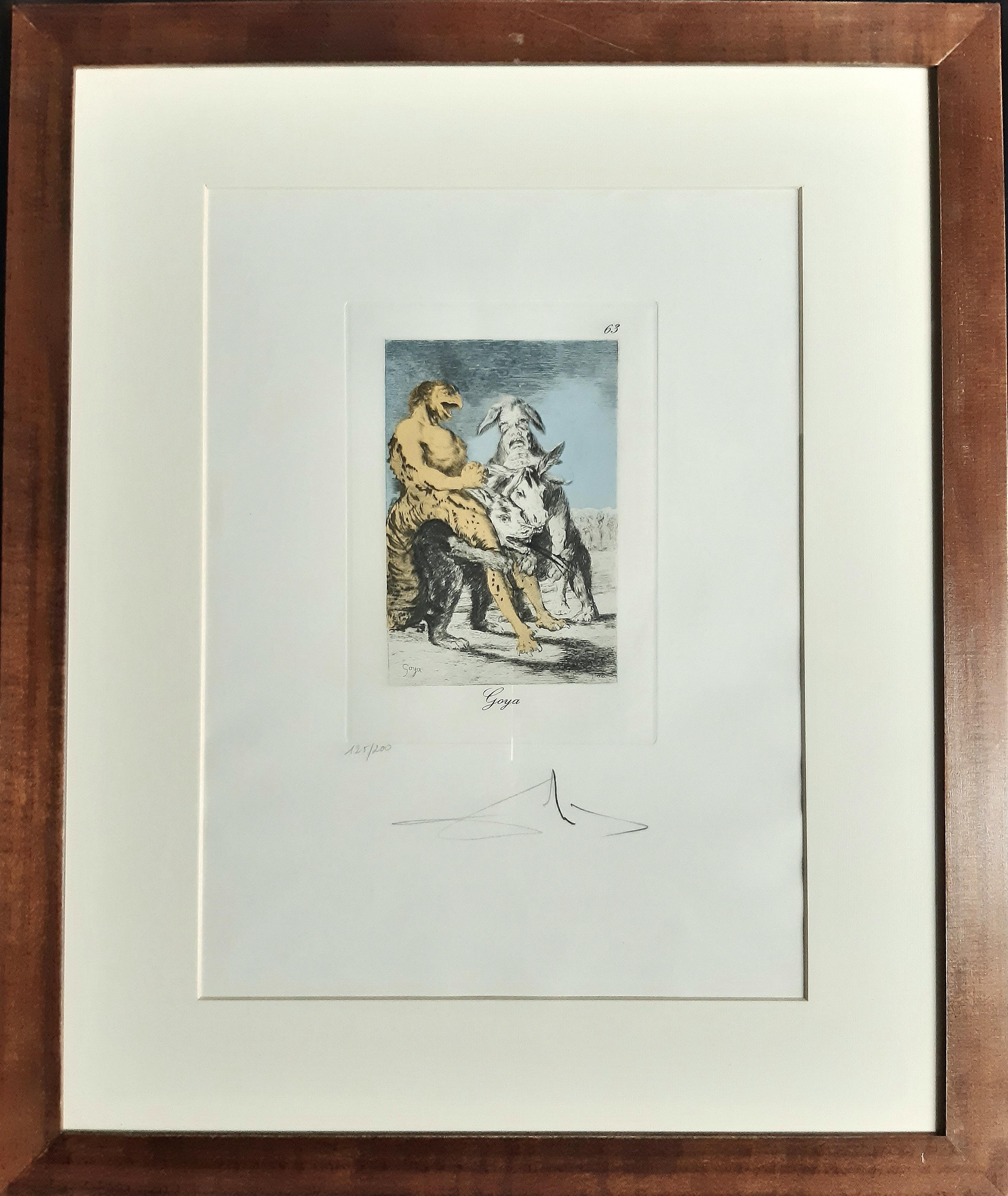 „ Capricho de Goya n63 – Hliogravur und Pochoir von S. Dal – 1977 – Print von Salvador Dalí