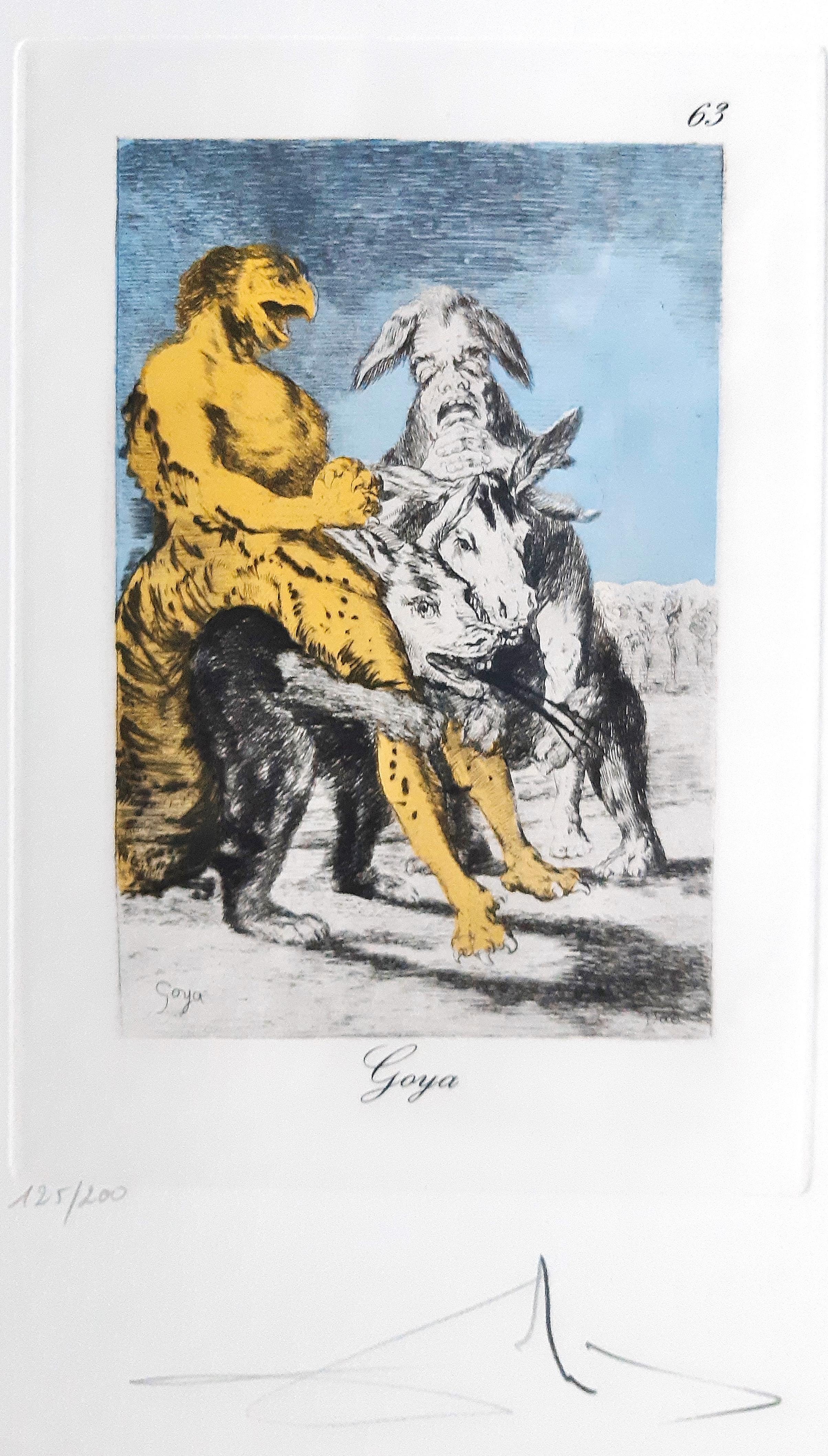 Capricho de Goya n°63 - Heliograbado y Pochoir attr. a S. Dalì - 1977