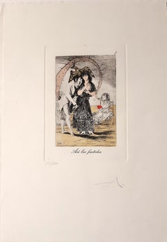 Vintage Capricho de Goya n°7 - Héliogravure and Pochoir attr. to S. Dalì - 1977