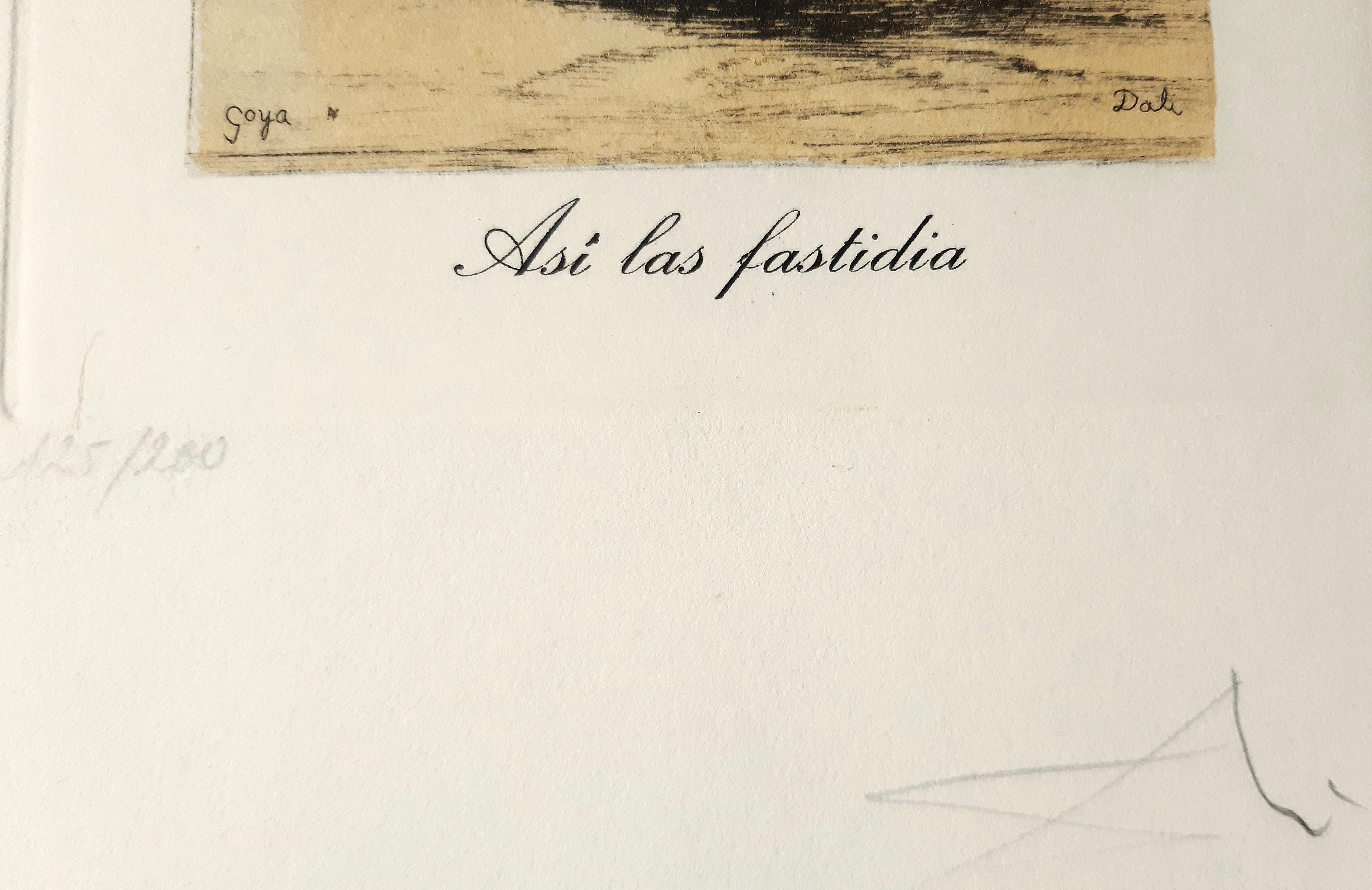 Capricho de Goya n°7 - Héliogravure e Pochoir attr. a S. Dalì - 1977 - Print Surrealismo di Salvador Dalí